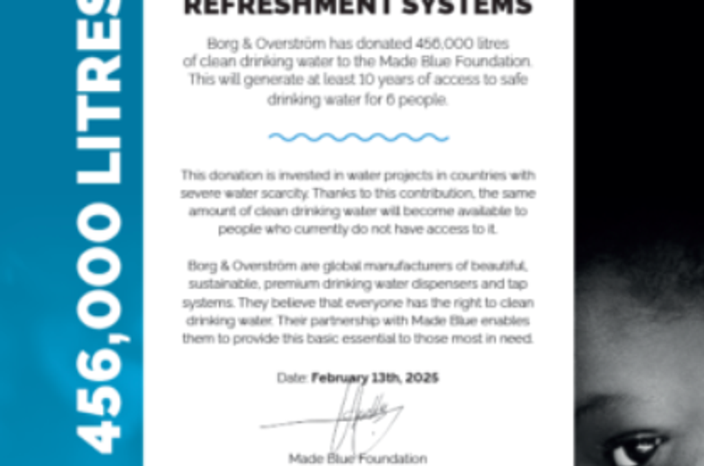 Making Waves with Clean Water: Our Contribution to the Made Blue Foundation & Partnership with Borg & Overström