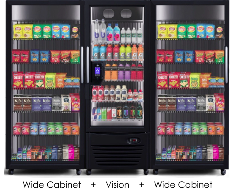 Smart Fridge 3-Bay modular configuration showing Wide and Standard cabinet combinations
