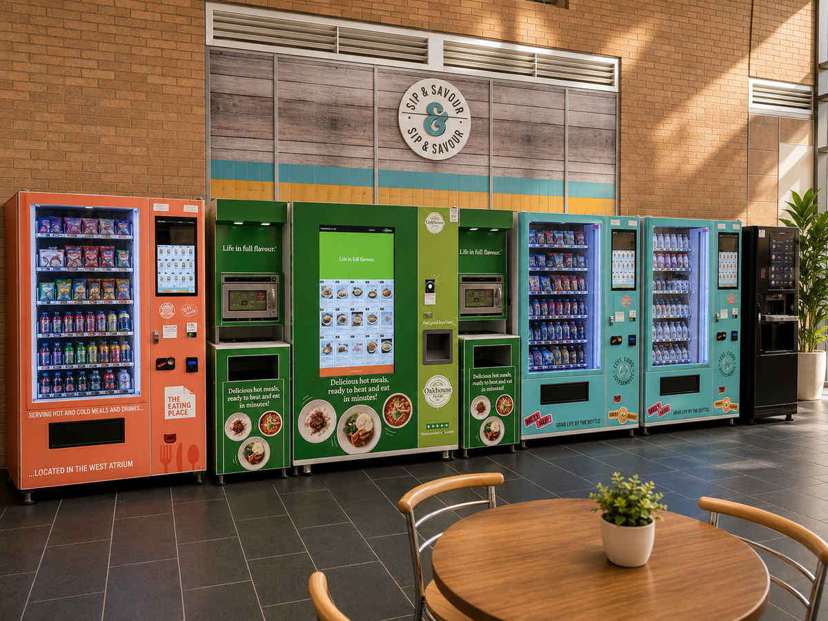 Subzero, Microwave unit, VendSmart Media, Neo vending machines in a line