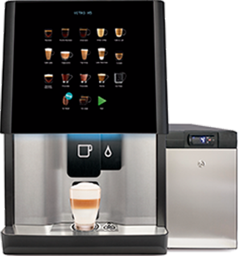 Vitro M5 commercial bean to cup coffee machine with 9L fresh milk fridge