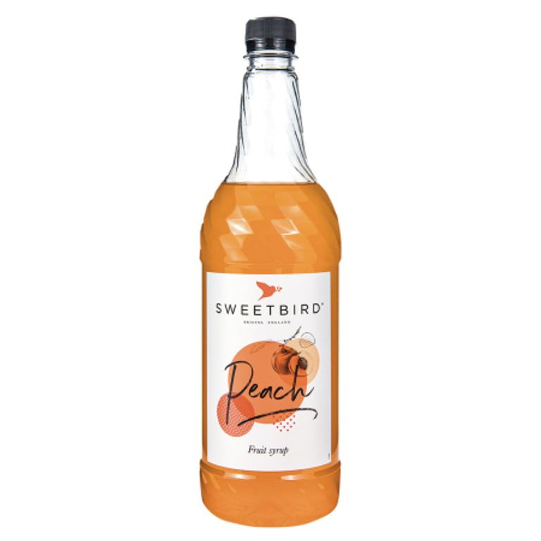 Sweetbird Peach Iced Tea Syrup 1L bottle for commercial drink preparation