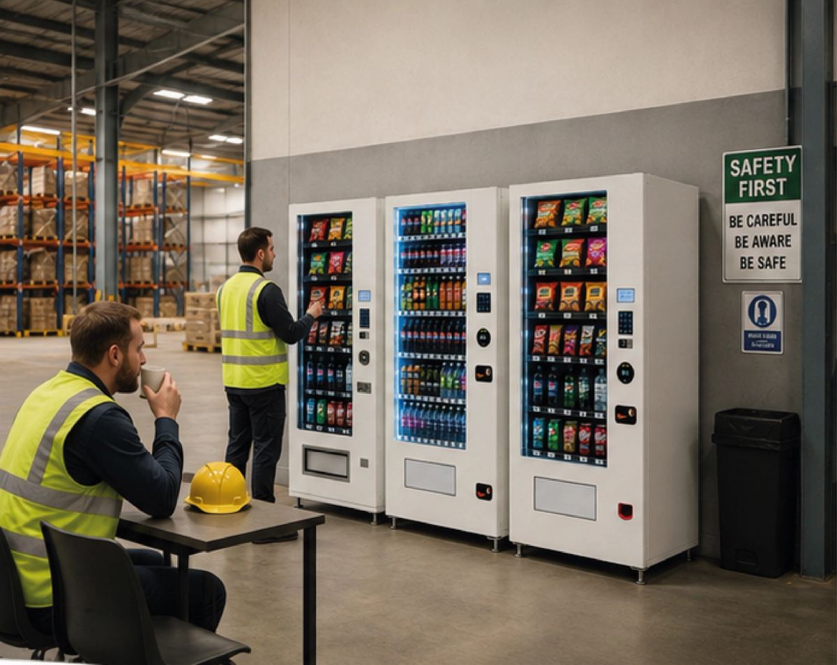 Classic 6, Classic 8 vending machines shown in a warehouse 