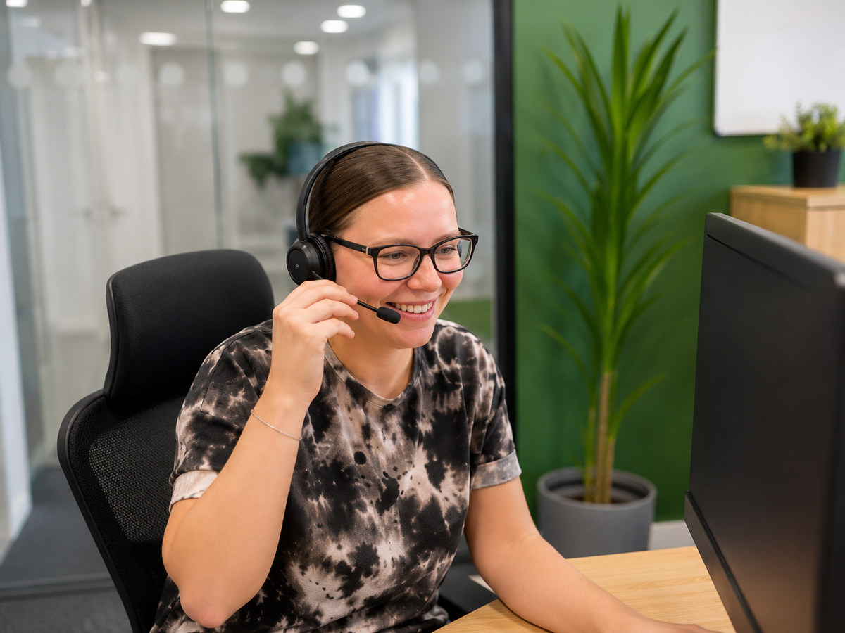 Customer Care staff member answering the phone
