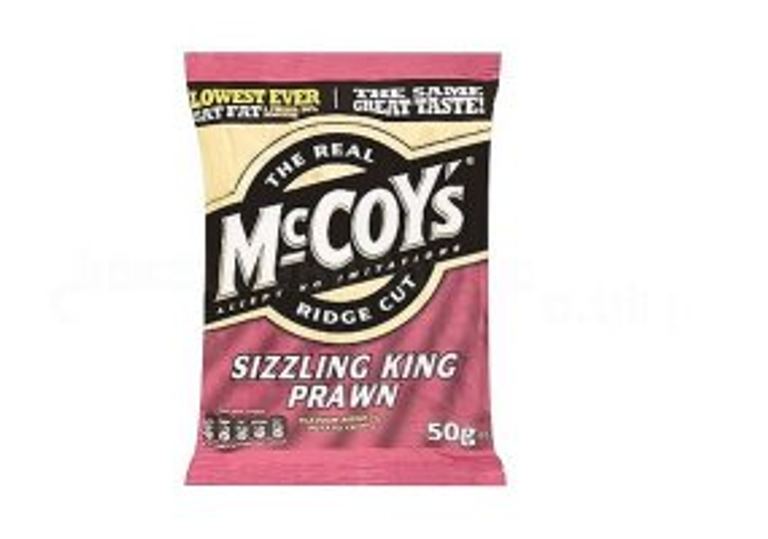 McCoy’s Ridge Cut Sizzling King Prawn Crisps 45g case of 36