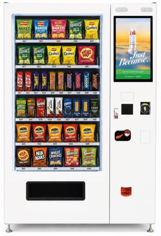 VendSmart Media Snacks Vending Machine with 21-inch touchscreen