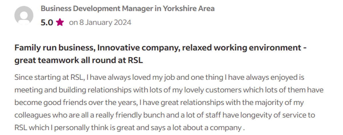 Review of working at RSL