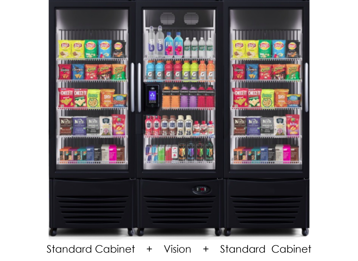 Smart Fridge 3-Bay modular configuration showing Wide and Standard cabinet combinations side