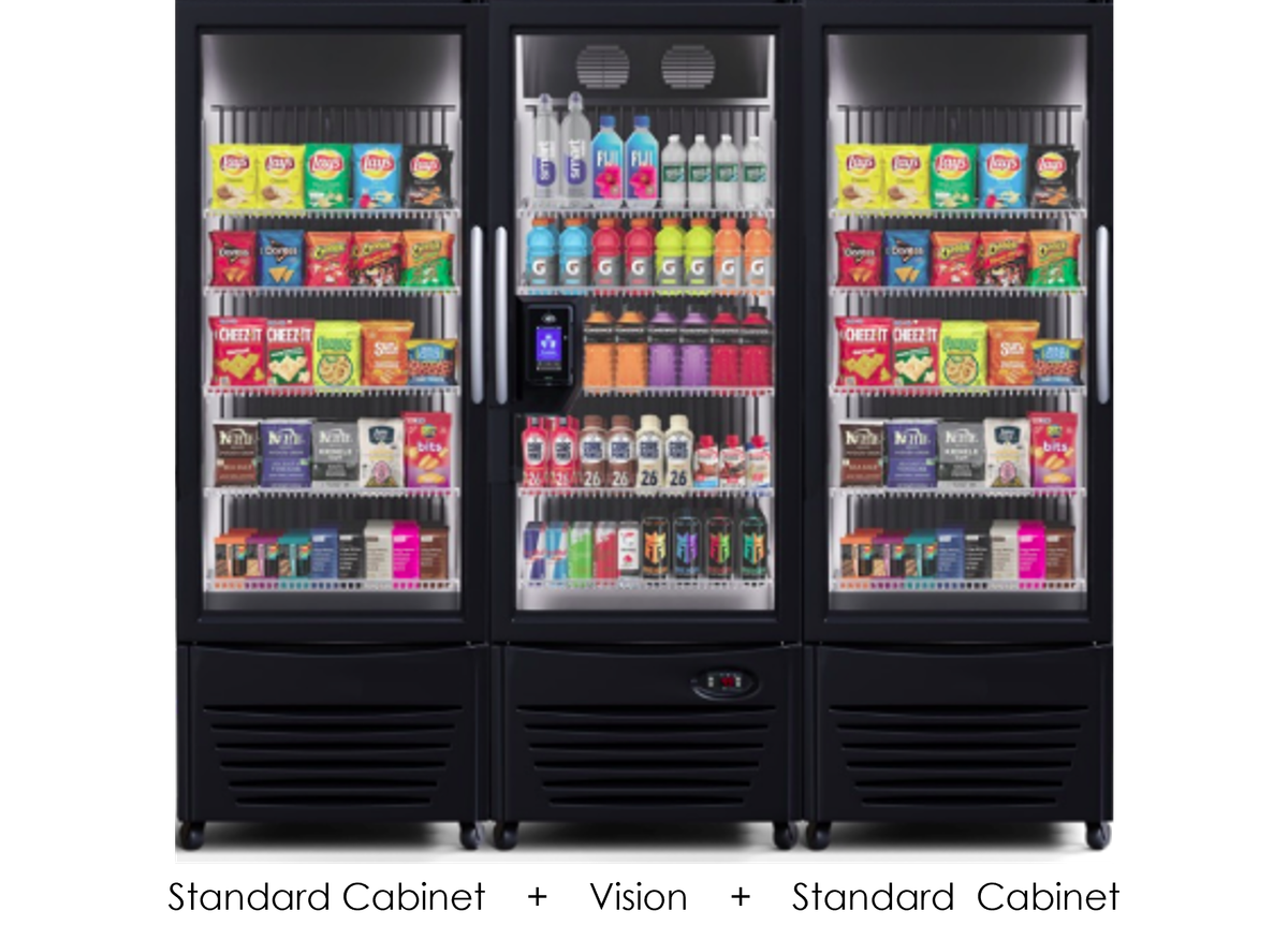Smart Fridge 3-Bay modular configuration showing Wide and Standard cabinet combinations side