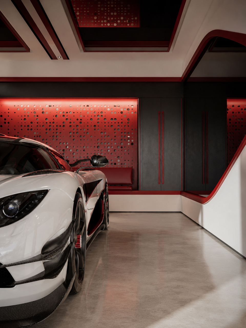 Red Ribbon — vue de détail à l’avant de la Koenigsegg