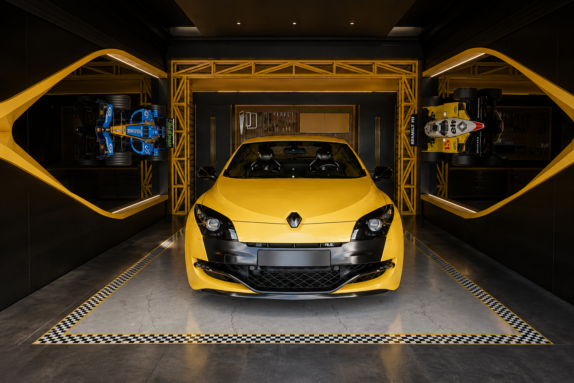 Sirius — vue de face de la Renault Mégane RS dans le garage