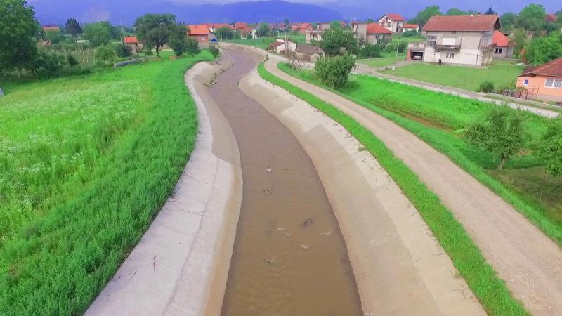 Snimak iz drona regulisanog dijela rijeke Križevica, Bratunac