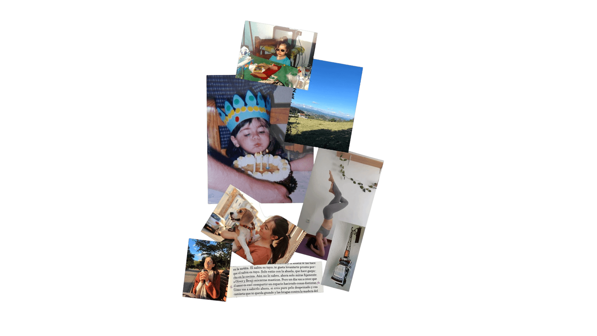 Collage de fotos de la infancia y la familia de Cecilia Mansilla