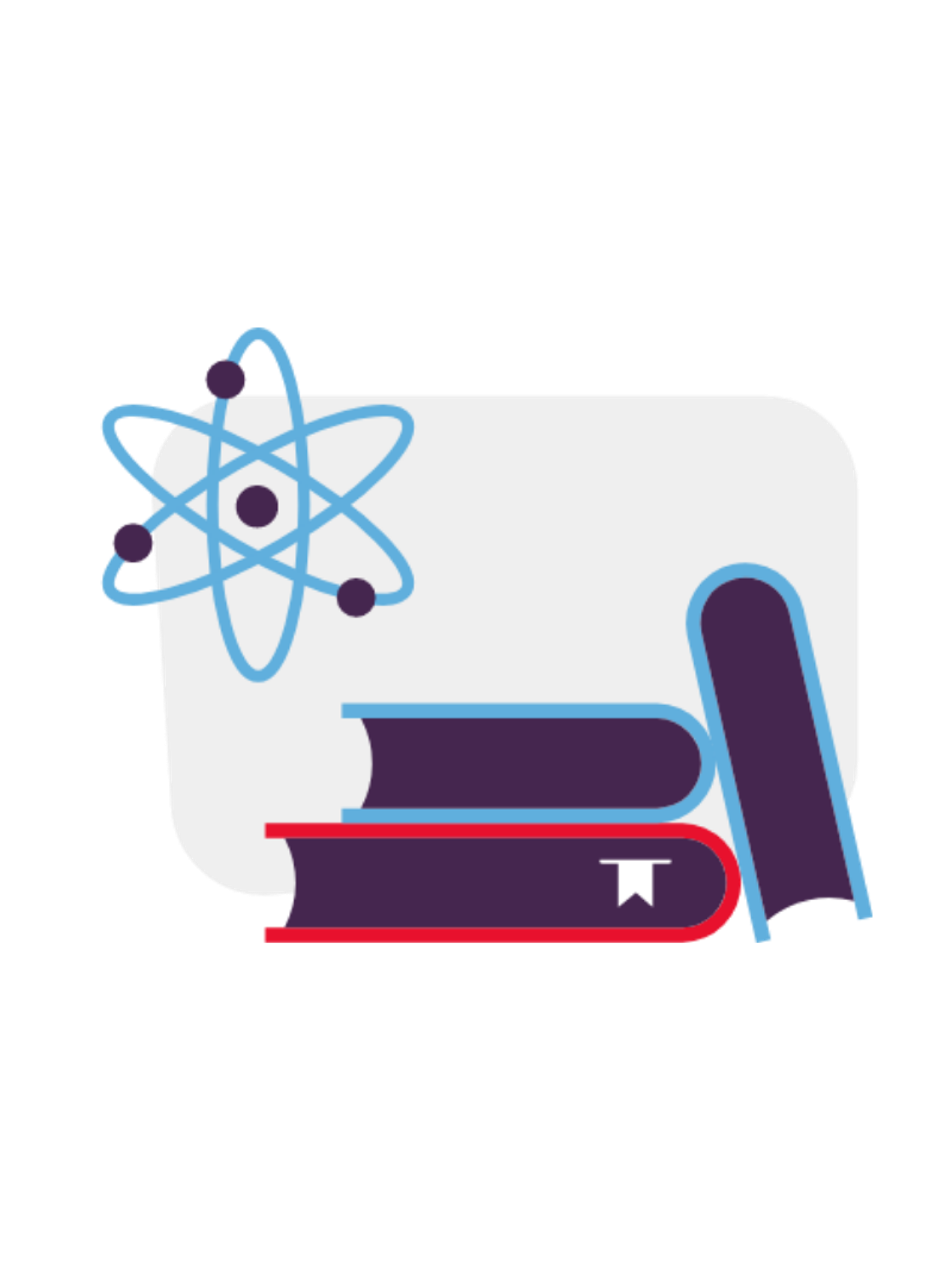 Icon of an atom and stacked books representing science and academic curriculum resources.