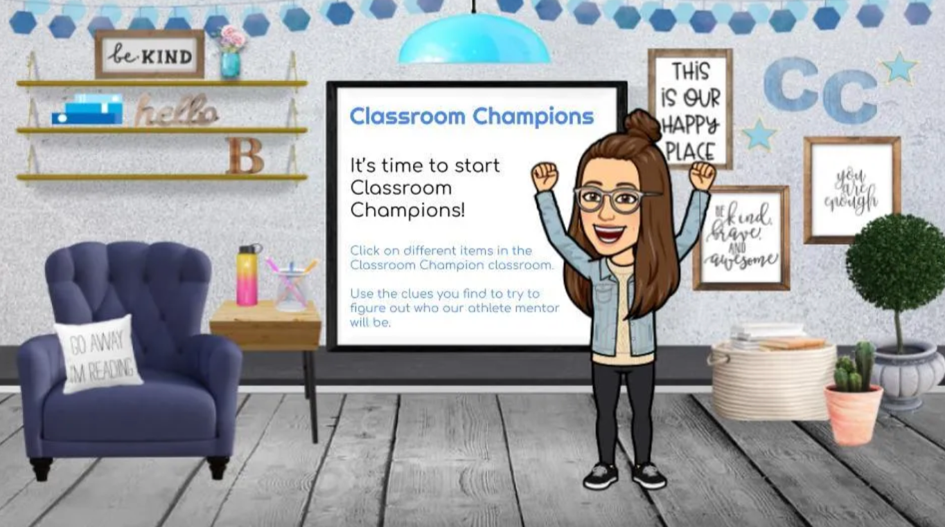 Bitmoji classroom for Classroom Champions.