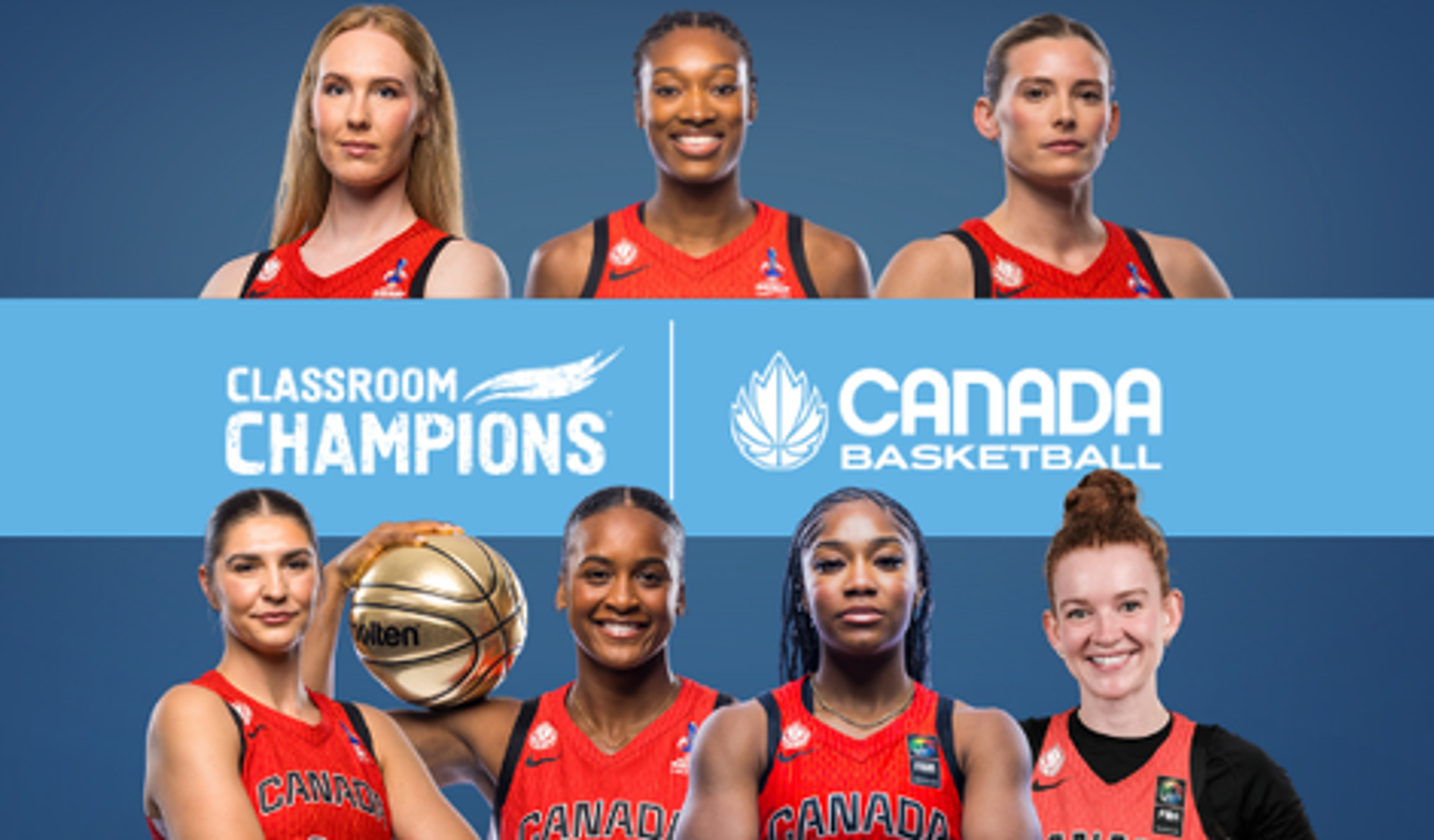 Team Canada basketball players featured in the Classroom Champions and Canada Basketball partnership.