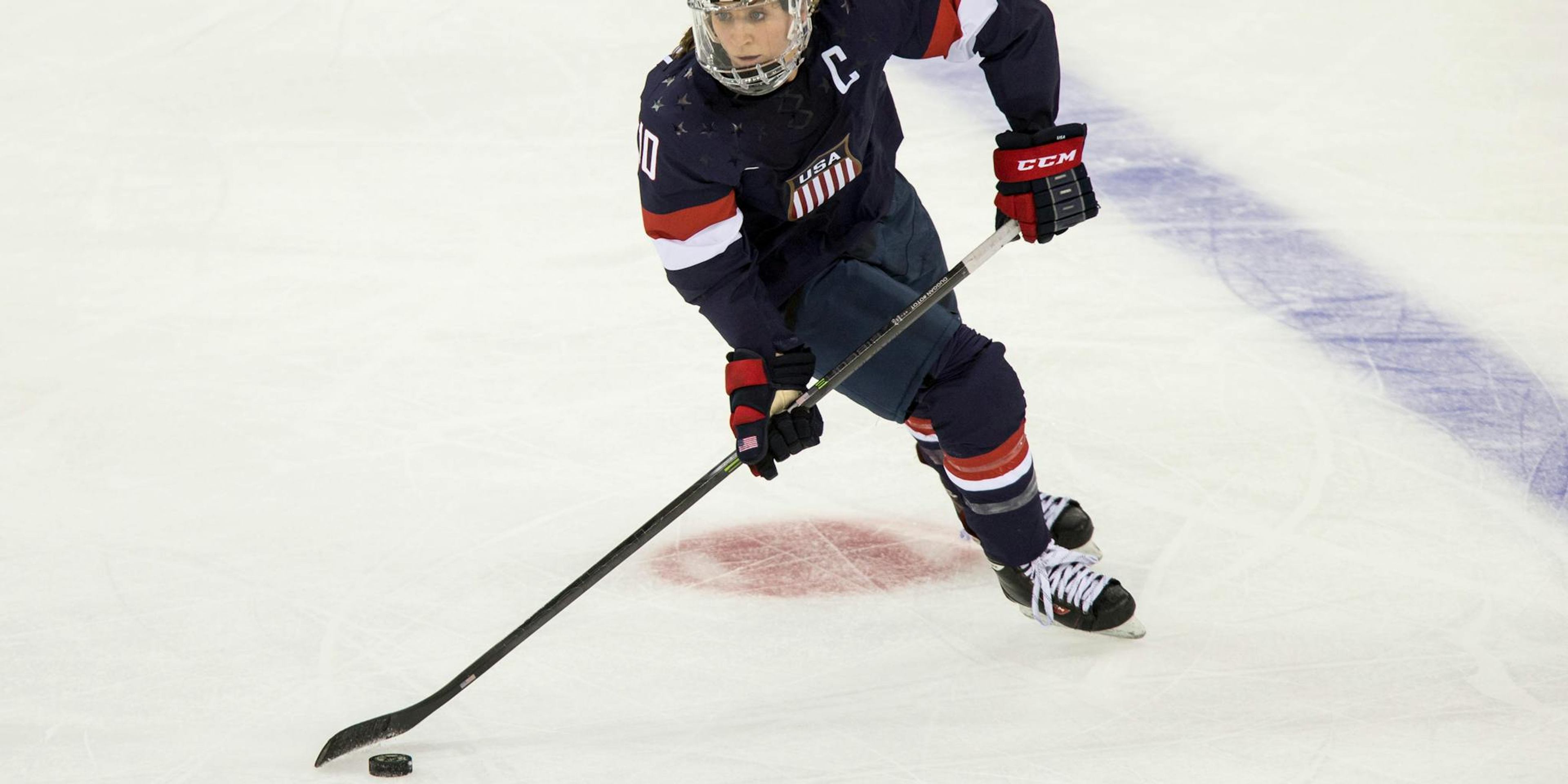 Meghan Duggan competing in Ice hockey