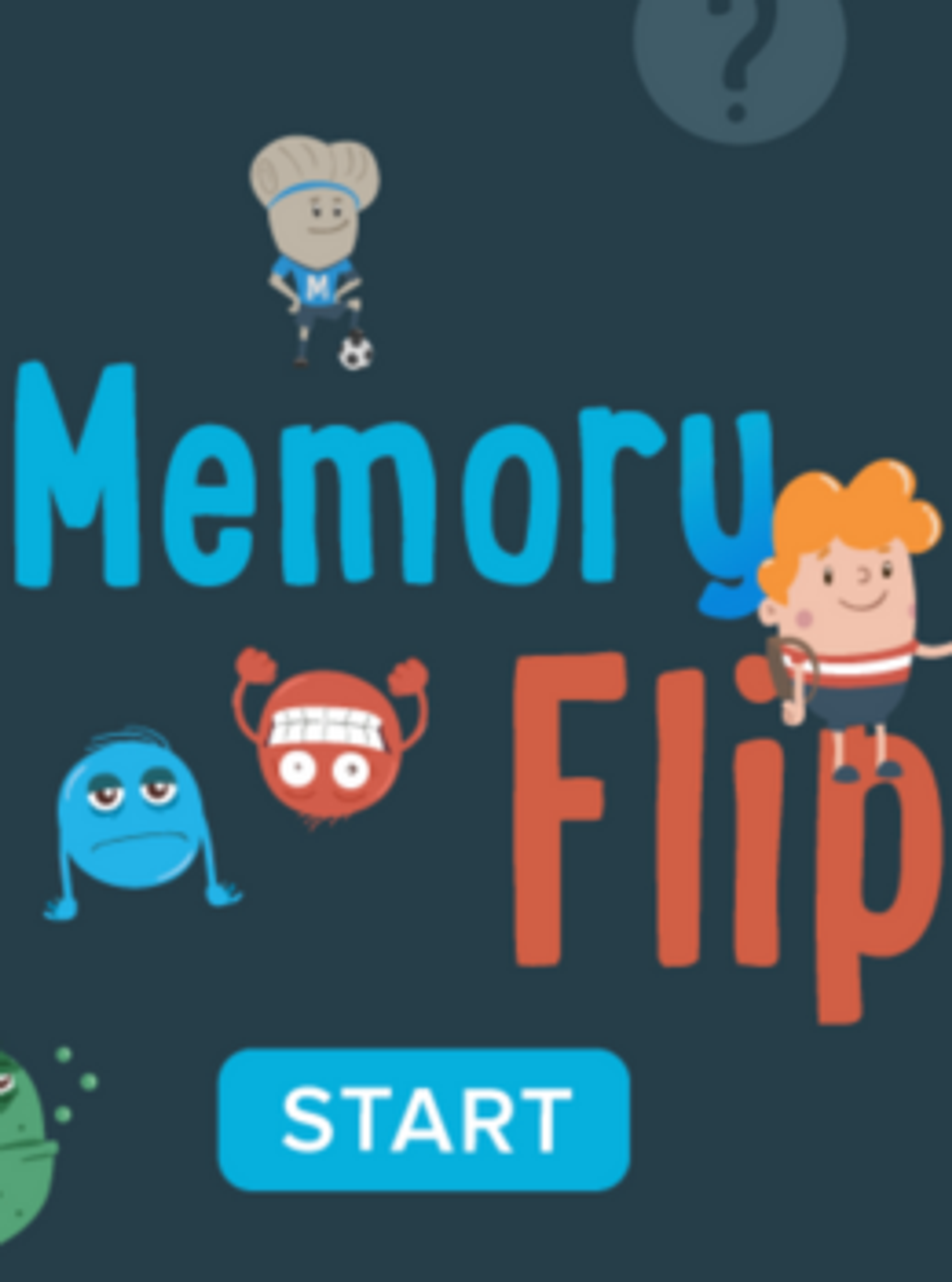 Start screen for the Memory Flip game, part of the Ask, Listen, Learn kids and alcohol activity.