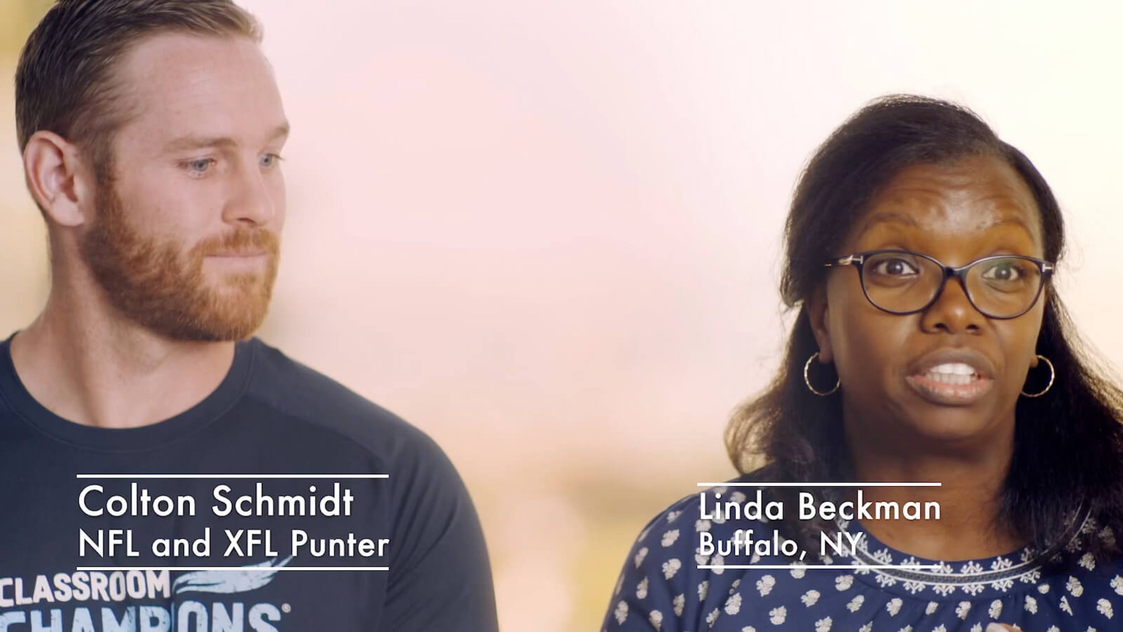 Colton Schmidt (NFL and XFL Punter) and Linda Beckman from Buffalo, NY