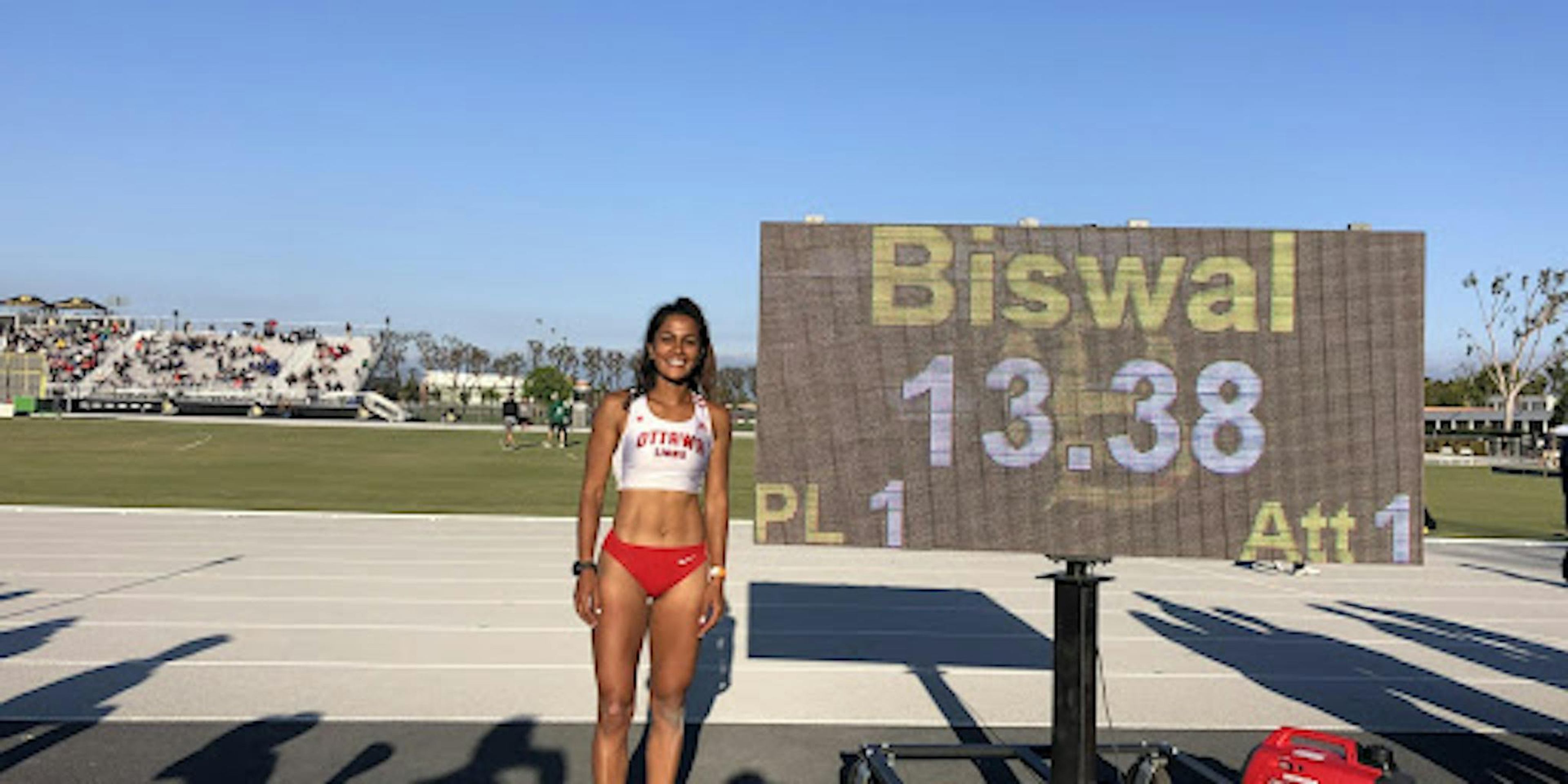 Divya Biswal competing in Track & Field