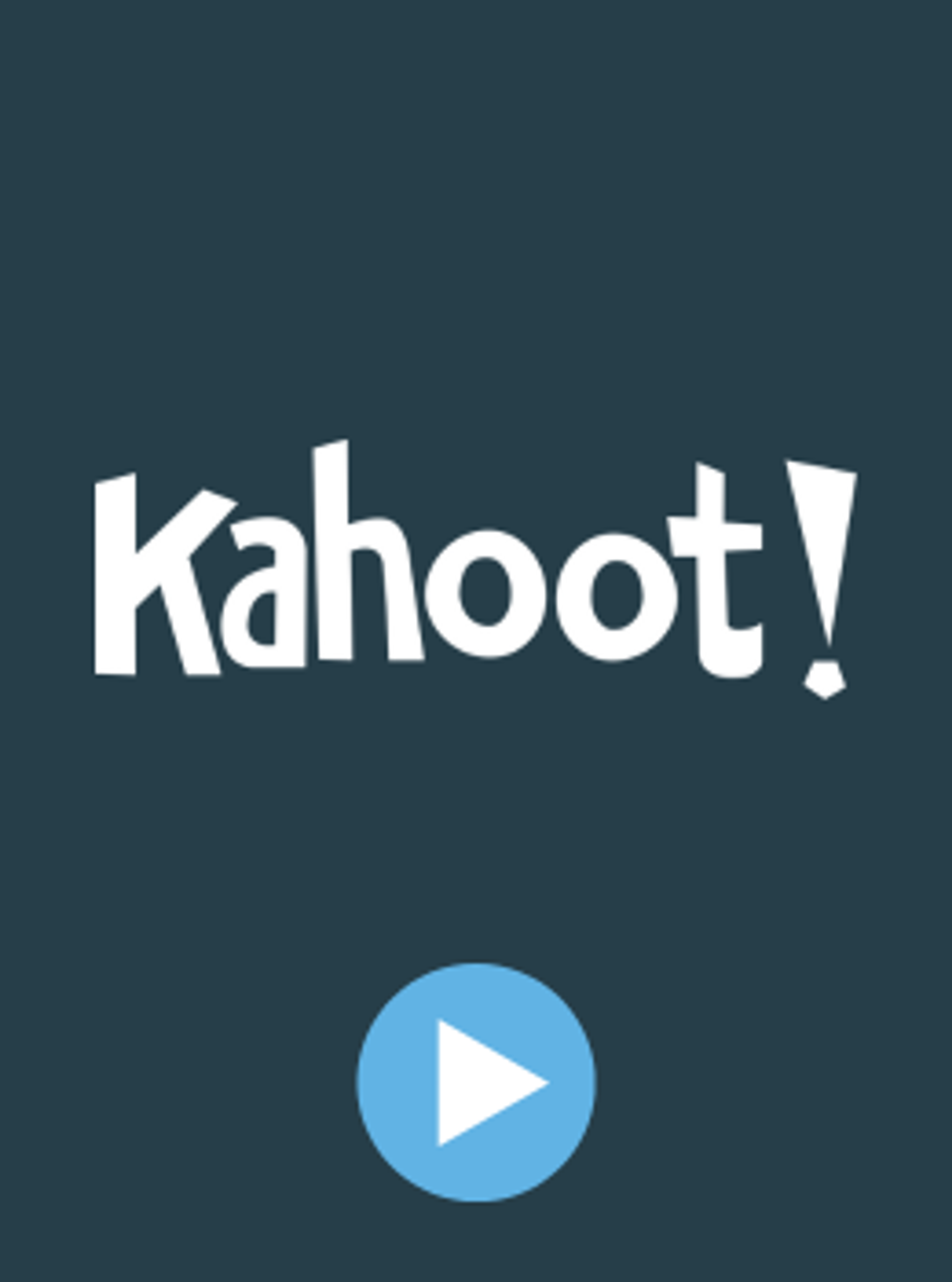 Kahoot! logo with a play button to start the interactive quiz game.