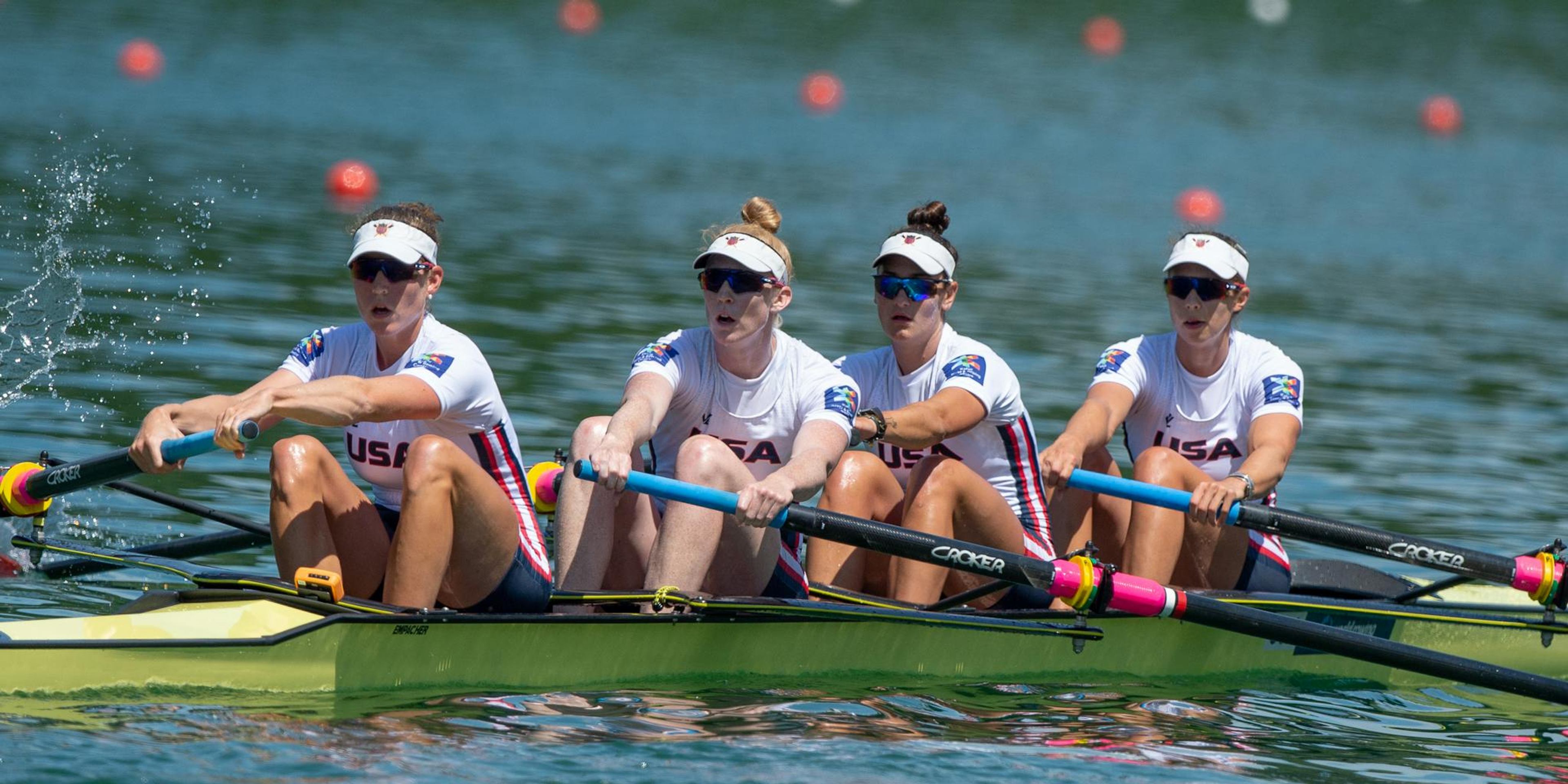 Emily Regan competing in Rowing