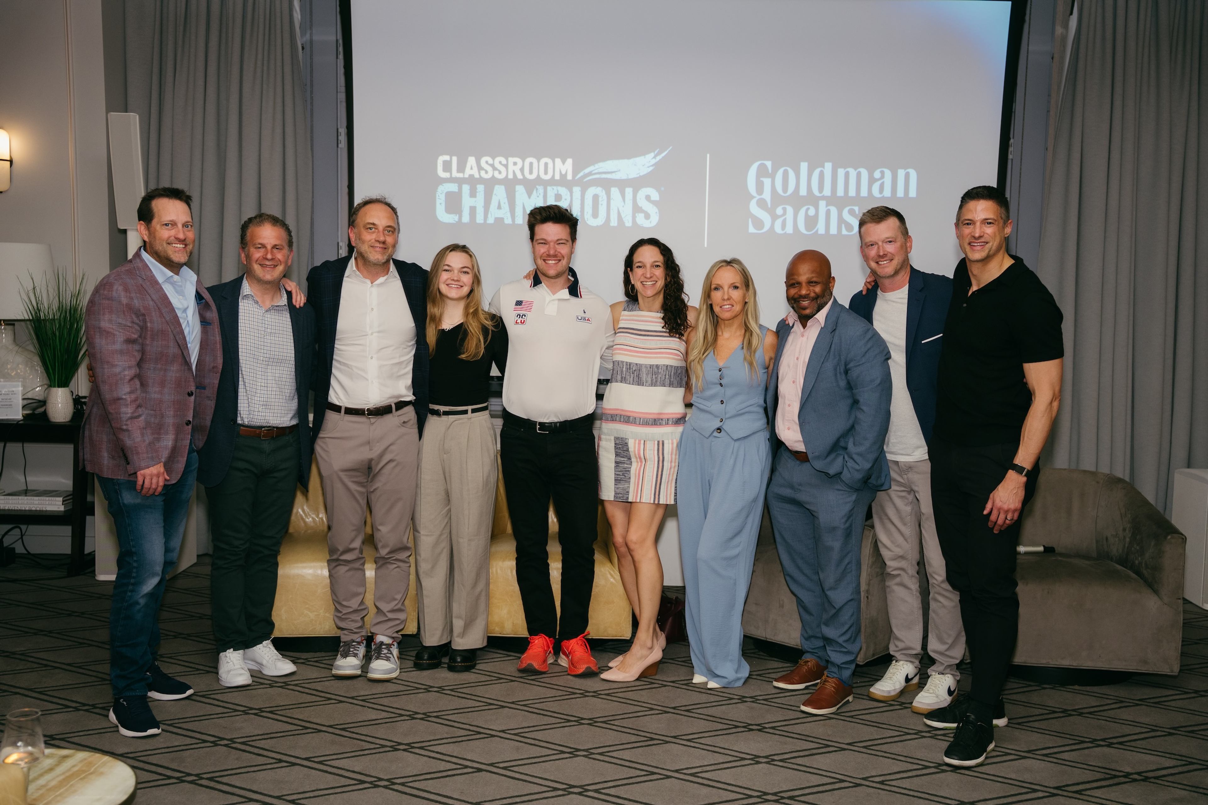 Group photo at a Classroom Champions and Goldman Sachs partnership event.
