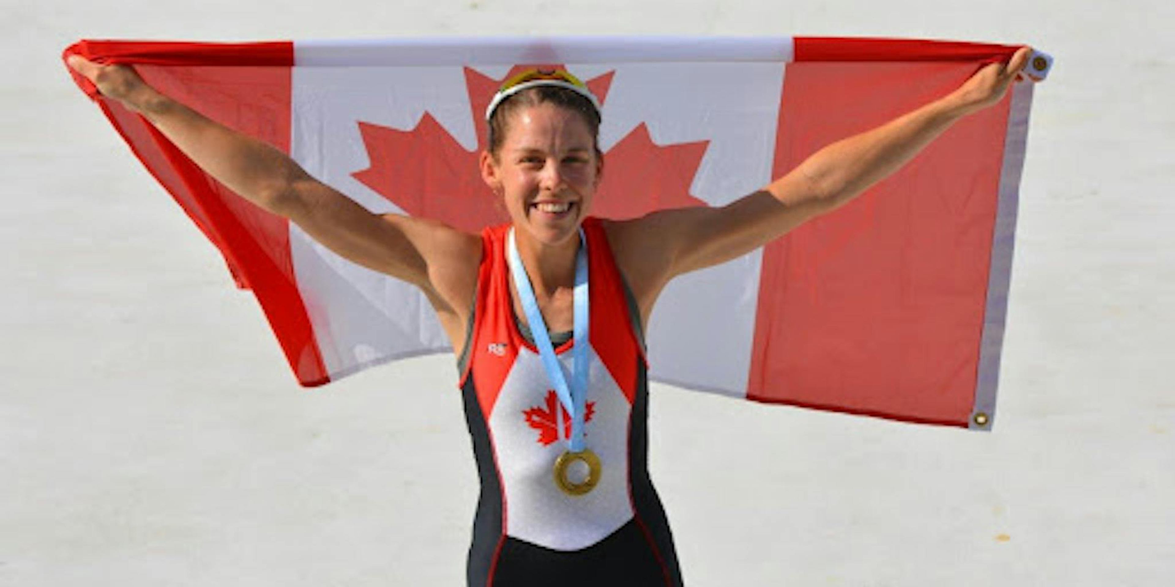 Jill Moffatt competing in Rowing