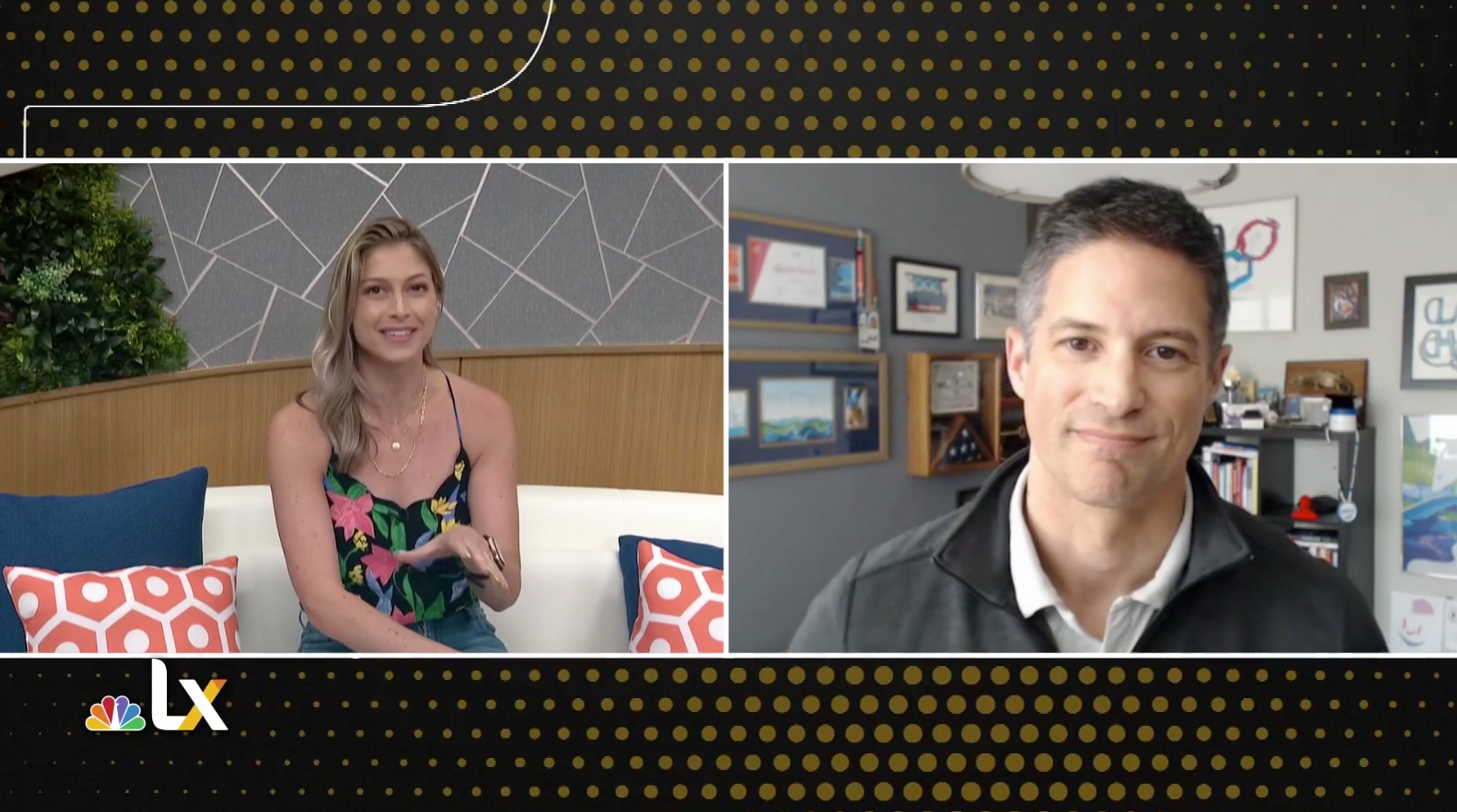 Classroom Champions co-founder Steve Mesler joins an NBC LX interview via video call.