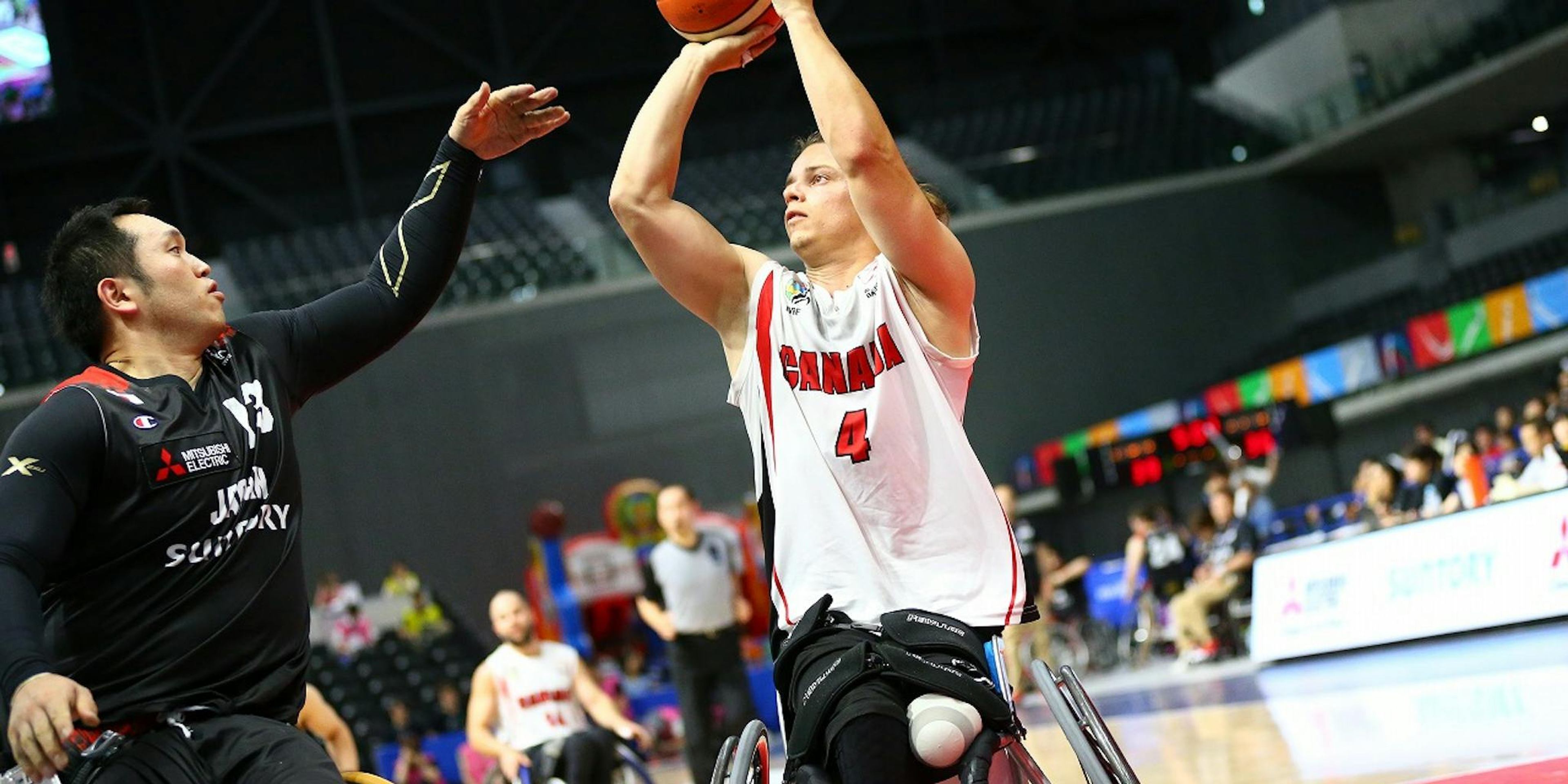 Nik Goncin competing in Wheelchair Basketball