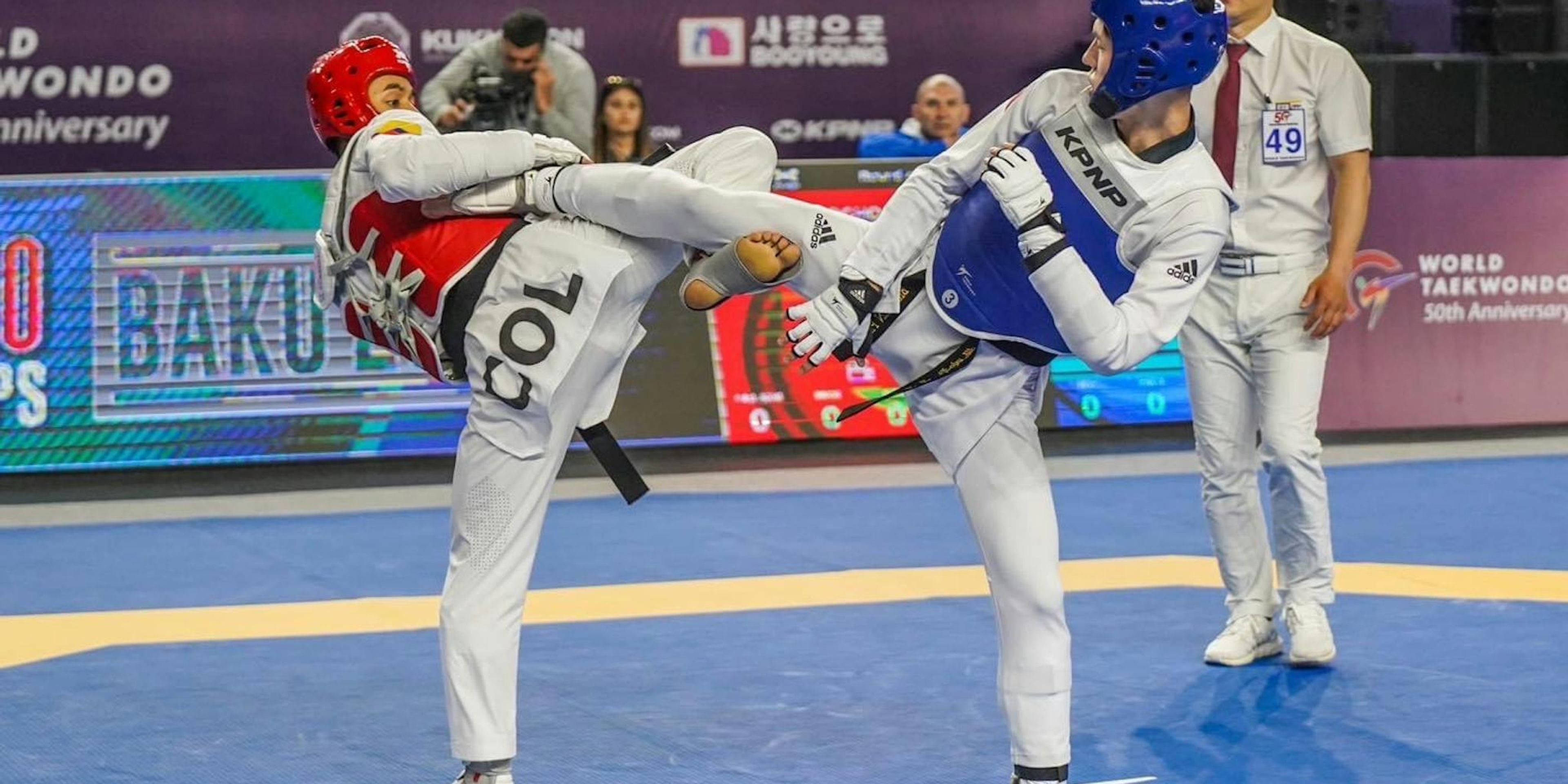 Braven Park competing in Taekwondo