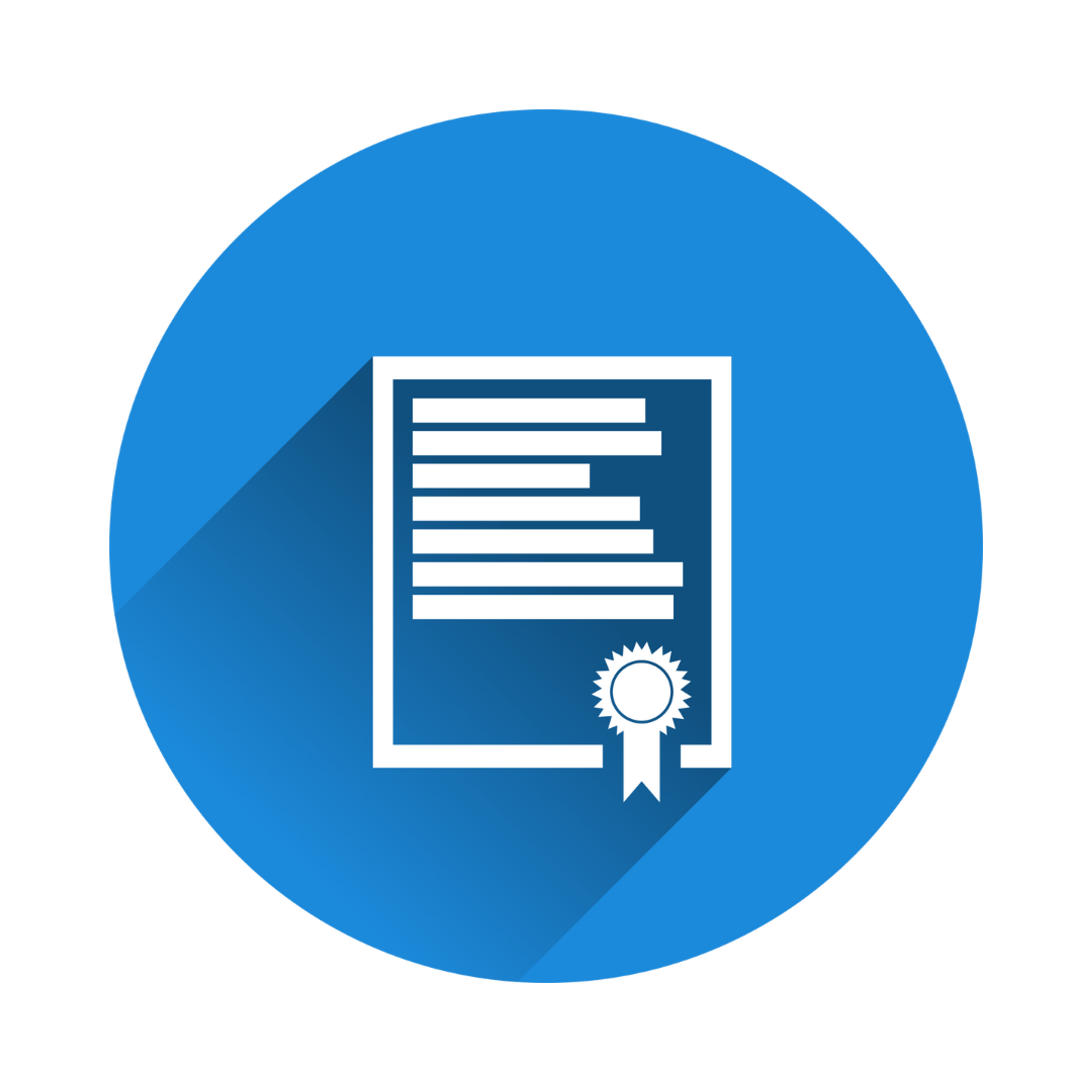 Certificate icon representing a completion award or credential