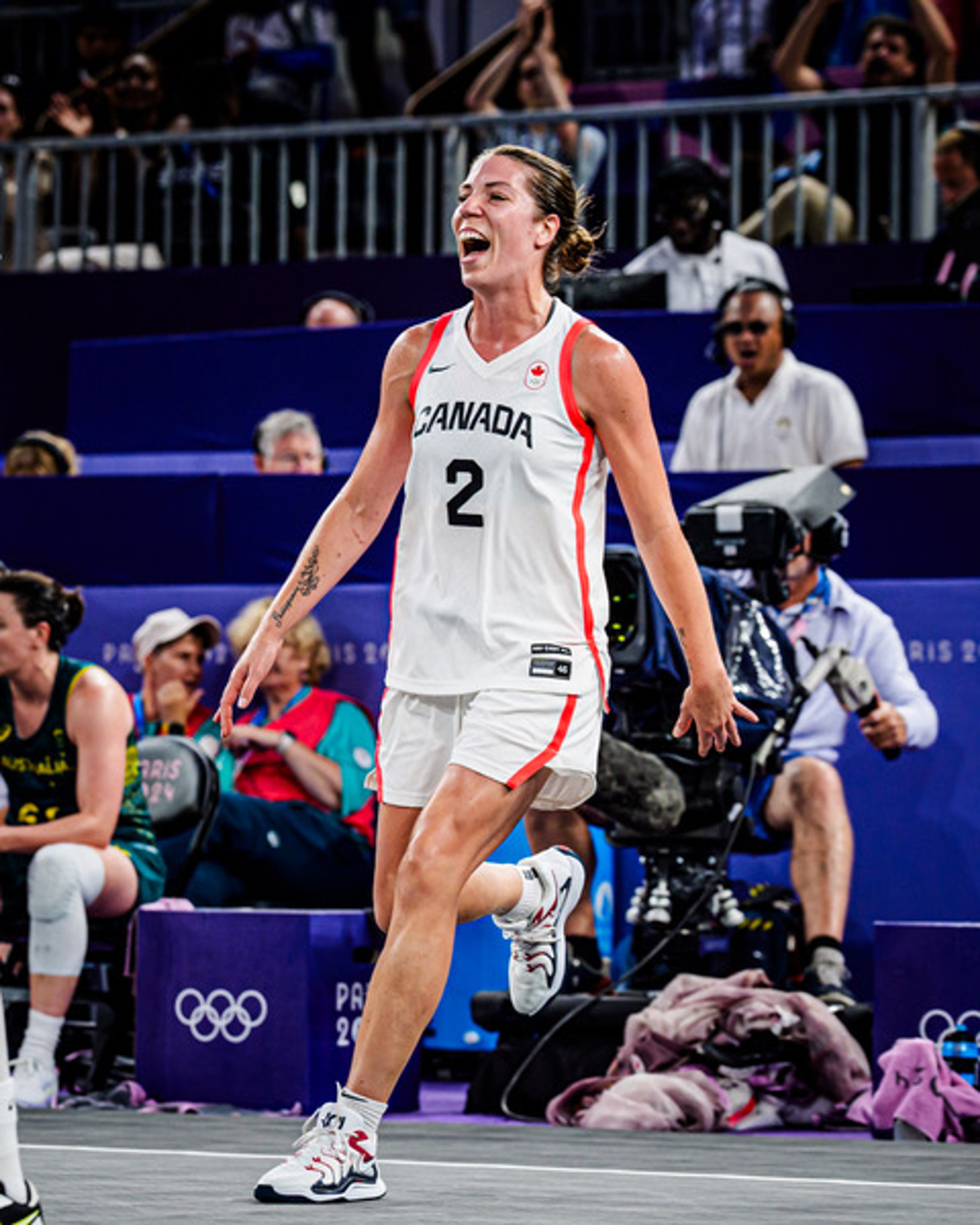 Katherine Plouffe playing basketball