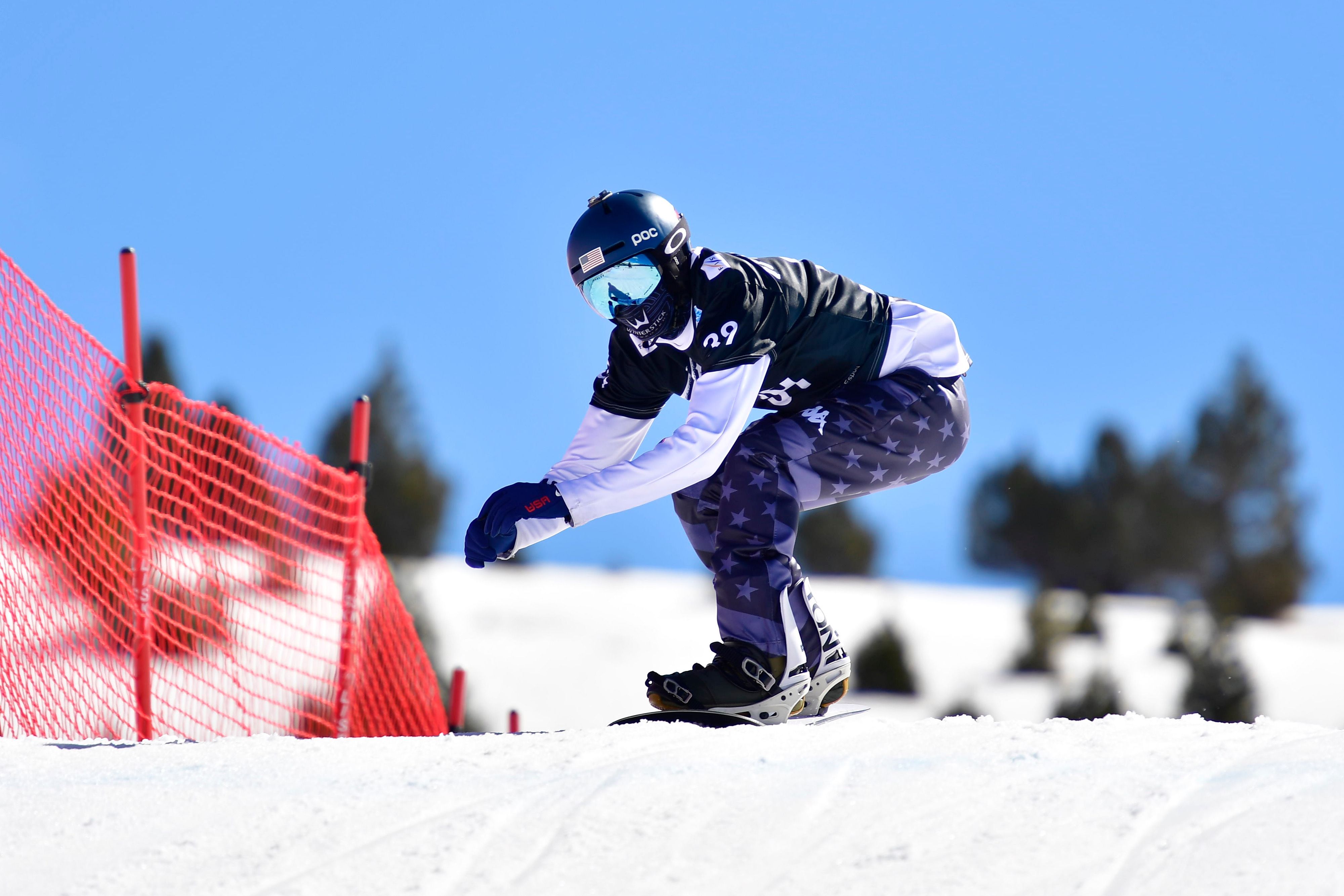 Zachary Miller competing in Para Snowboarding