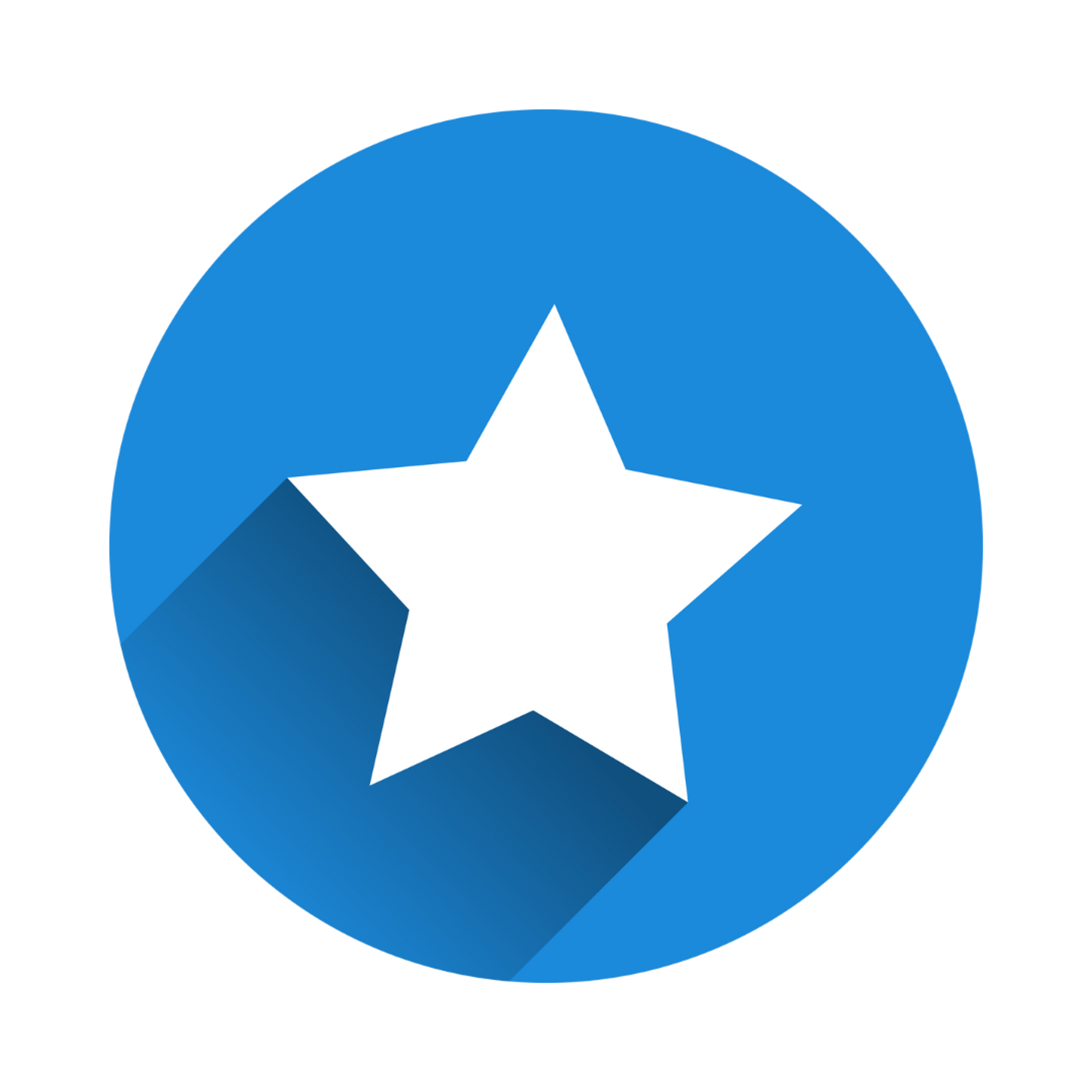 White five-pointed star in a blue circle