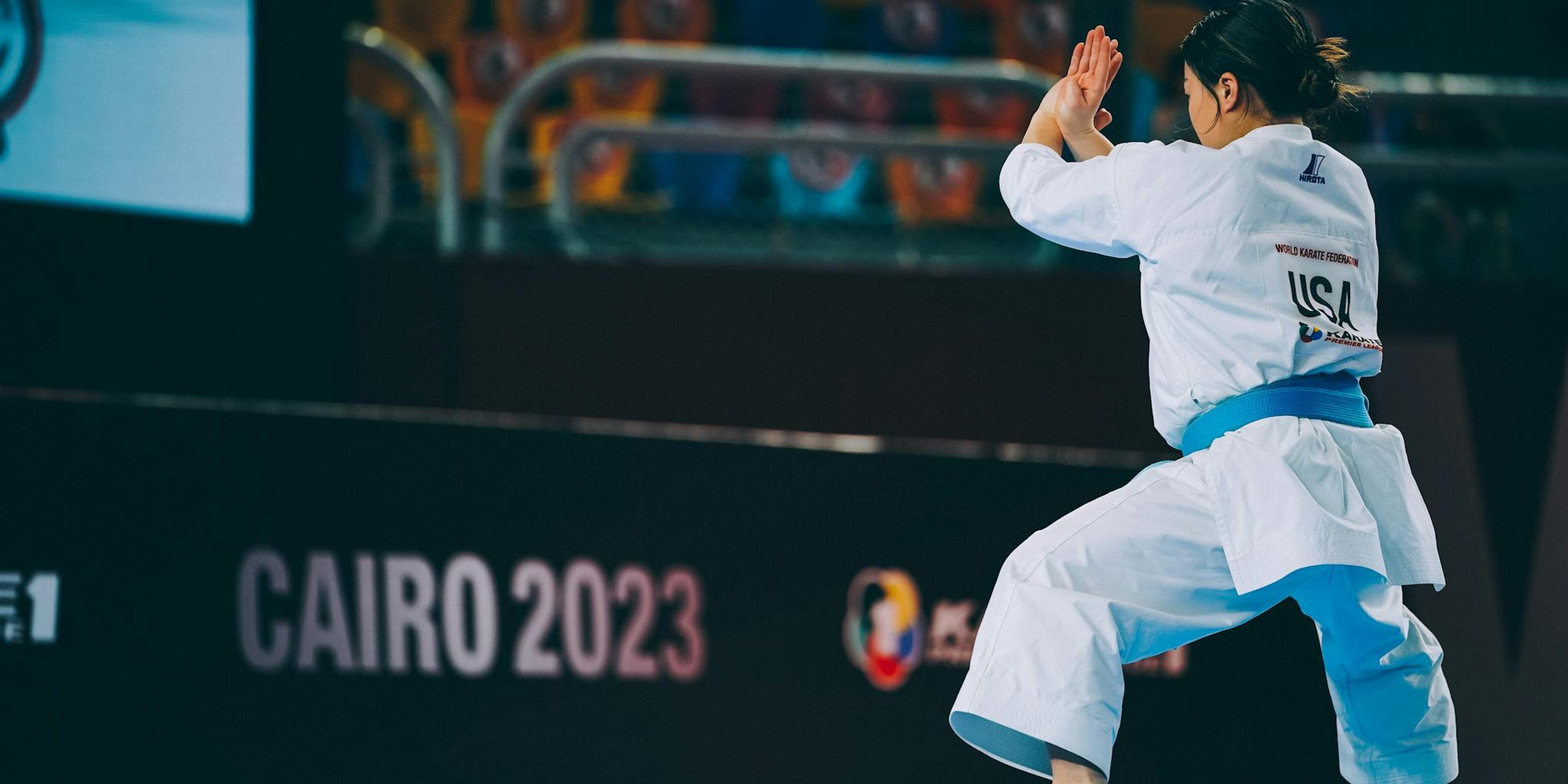 Sakura Kokumai competing in Karate
