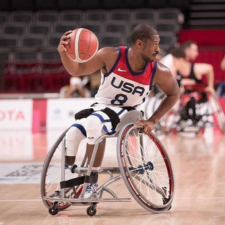 Brian Bell competing in Wheelchair Basketball