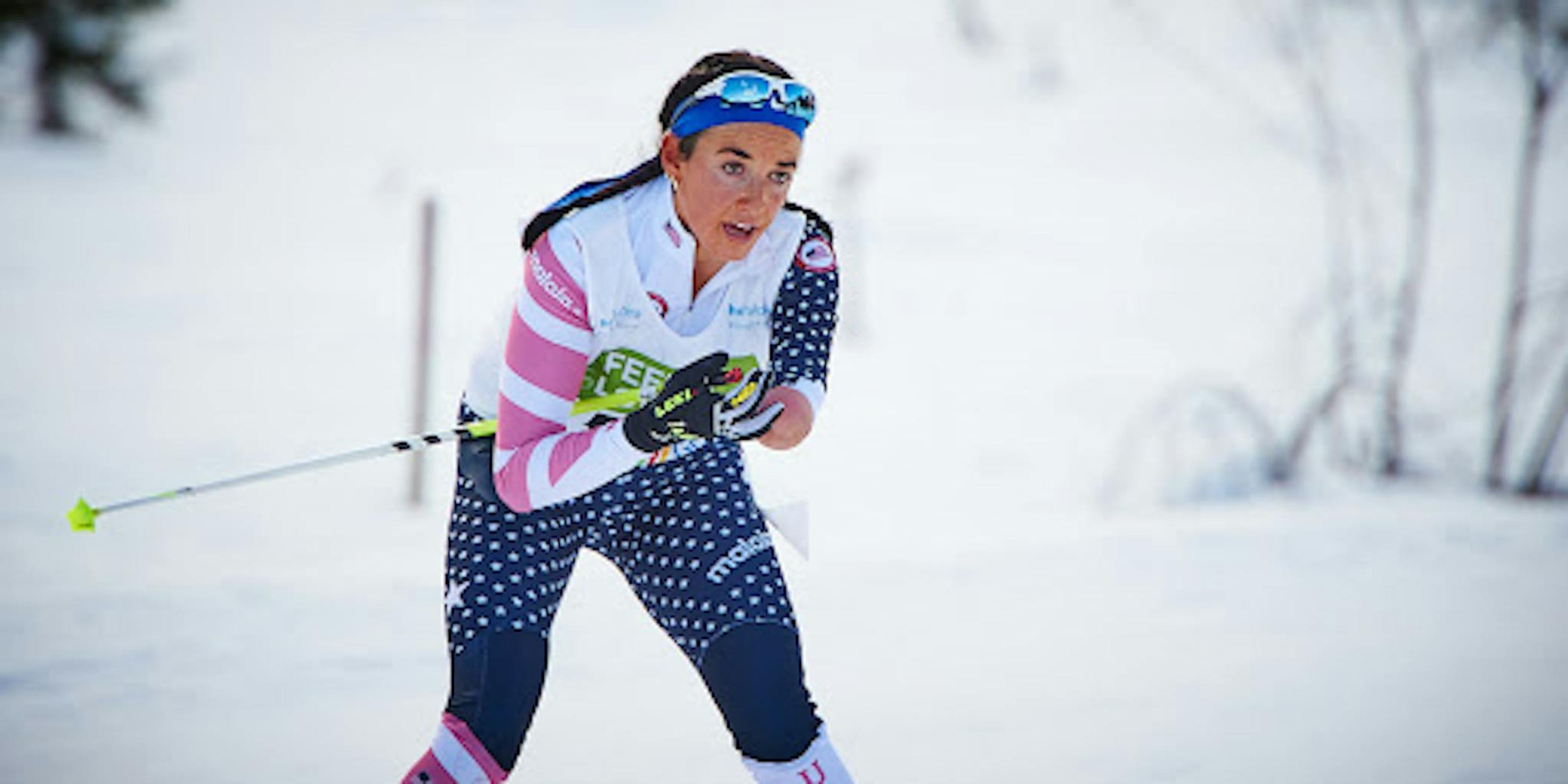 Dani Aravich competing in Para Alpine Skiing