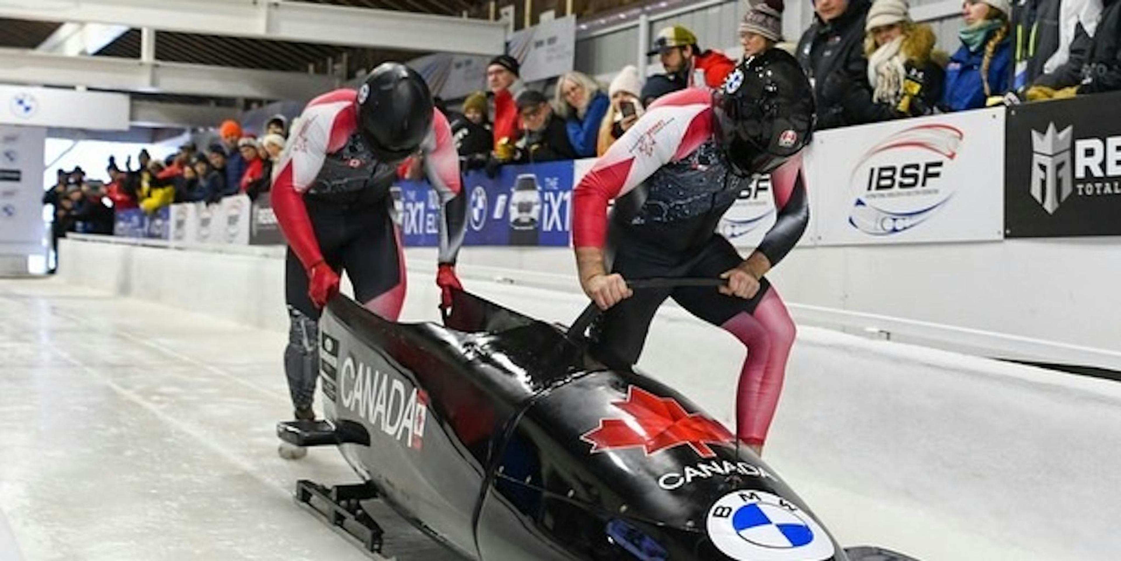 Kenny M'Pindou competing in Bobsleigh