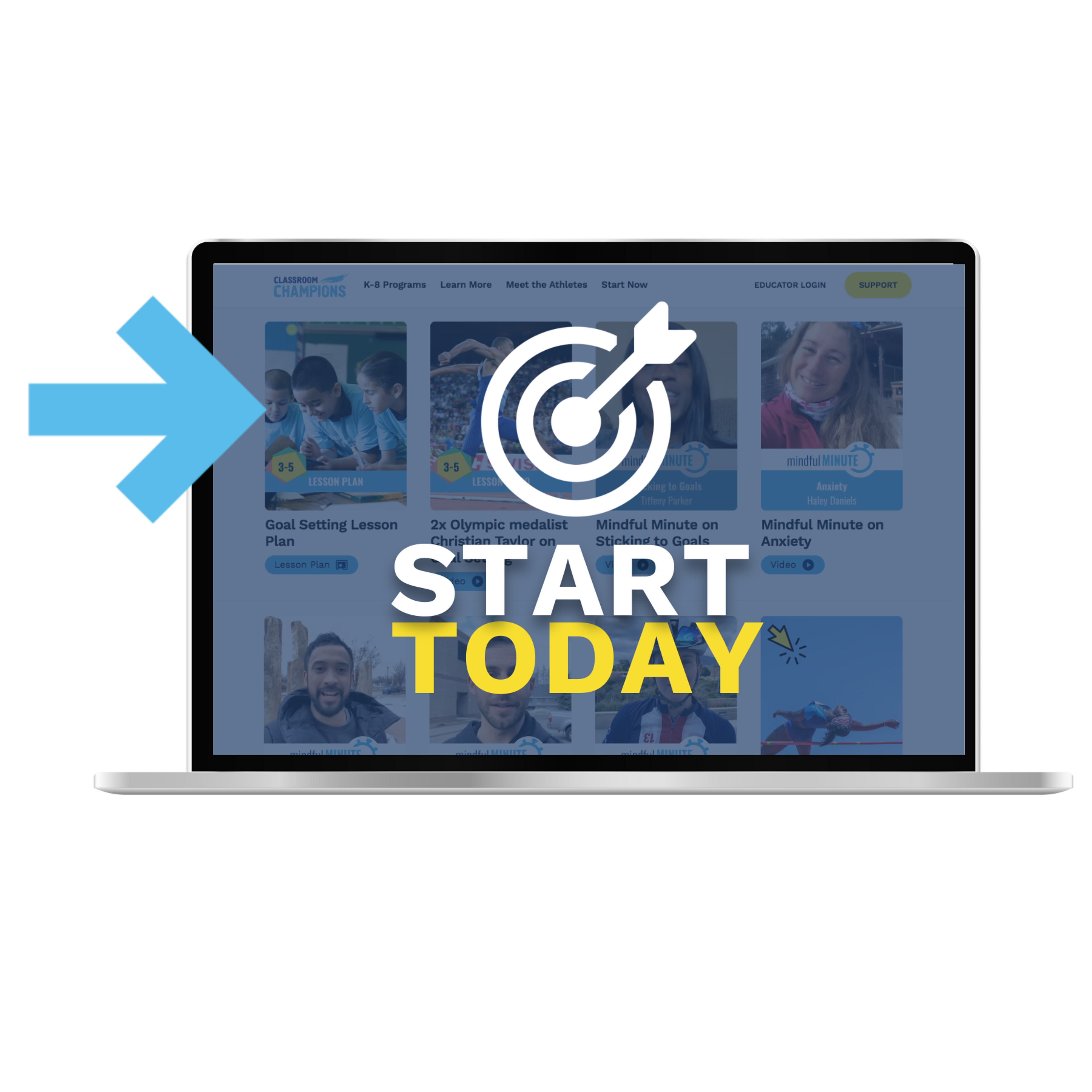 Start today: browse Classroom Champions lesson plans and mindful minute videos from athlete mentors.