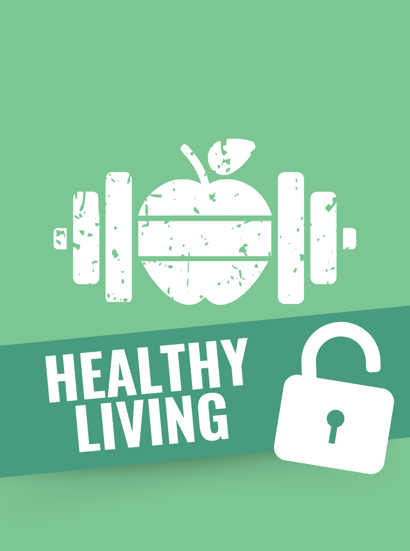 Healthy Living toolkit cover, shown as a locked resource requiring access.