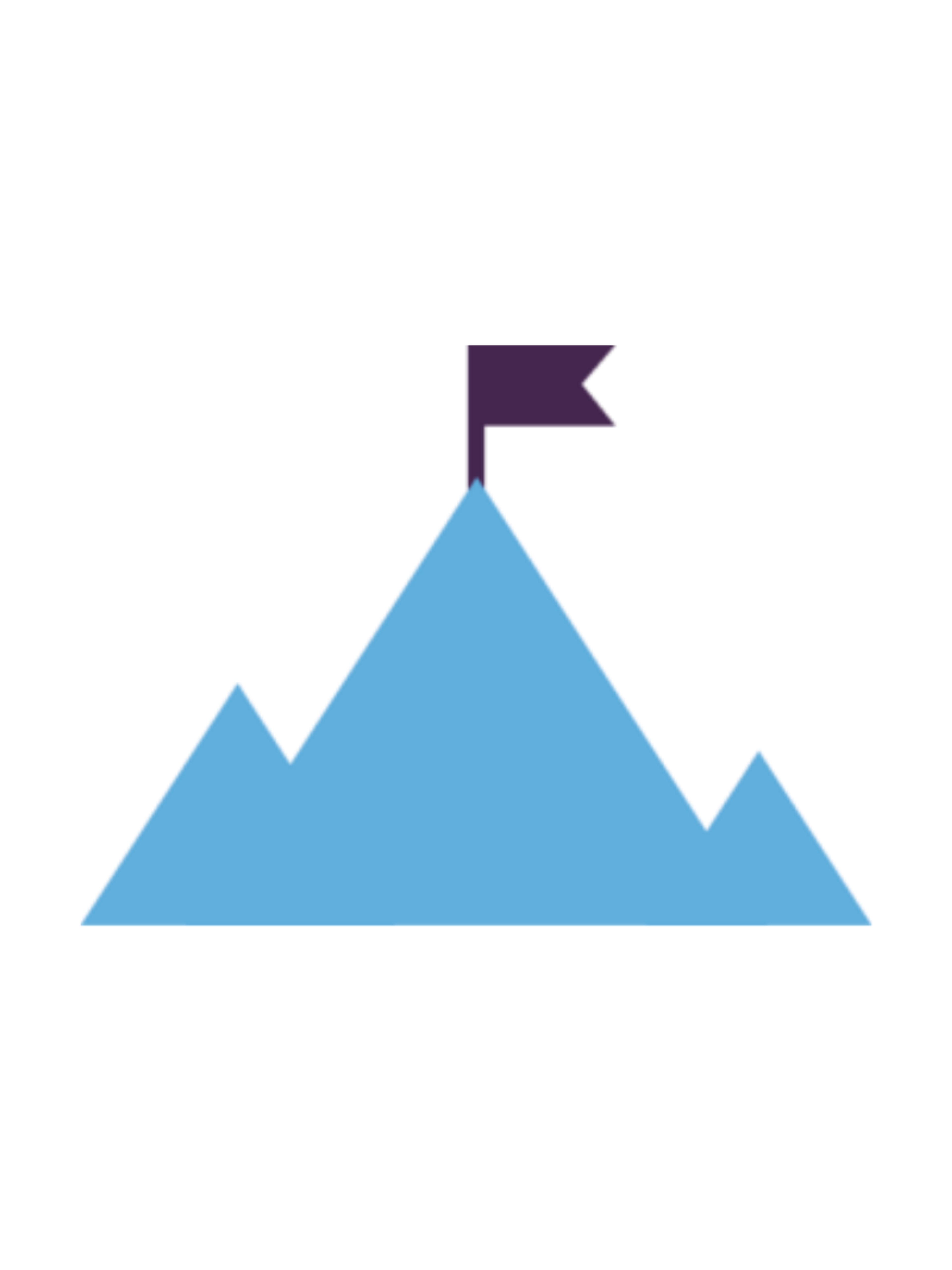 Icon of a flag planted at a mountain summit, symbolizing reaching a goal.
