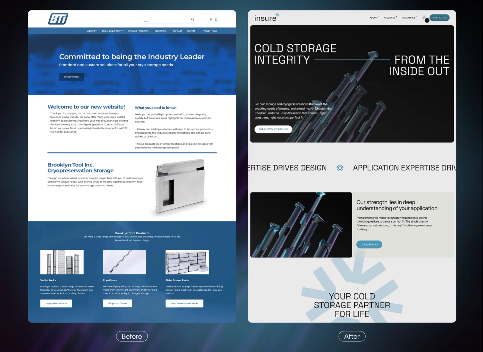 Insure Cryo website before and after