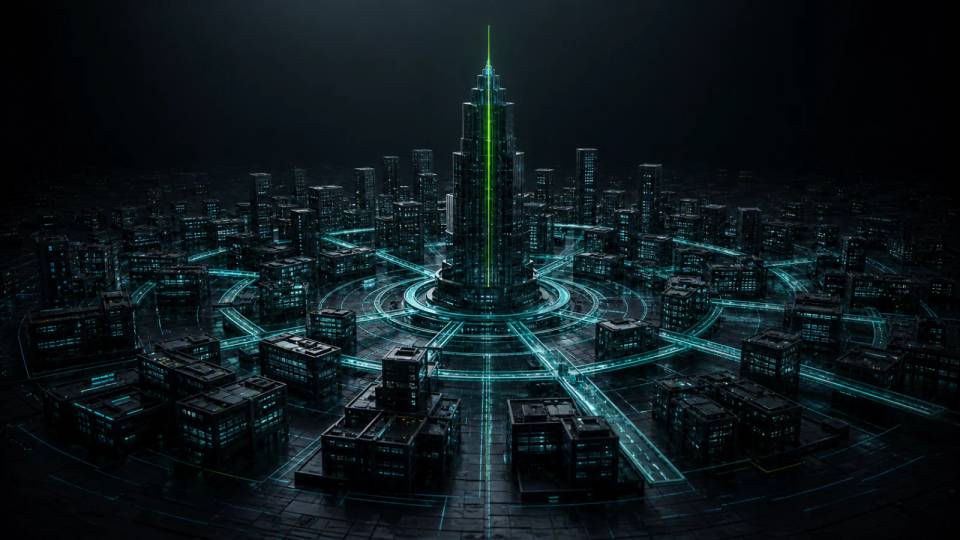A circular authority hub compounding topical strength through connected content spokes