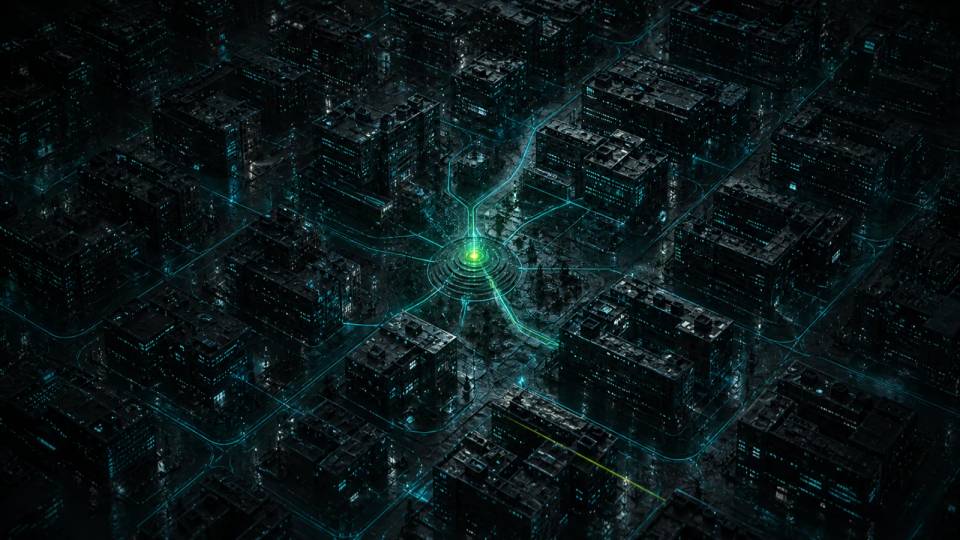 A circular hub-and-spoke content campus with a central authority hub and connected supporting topics