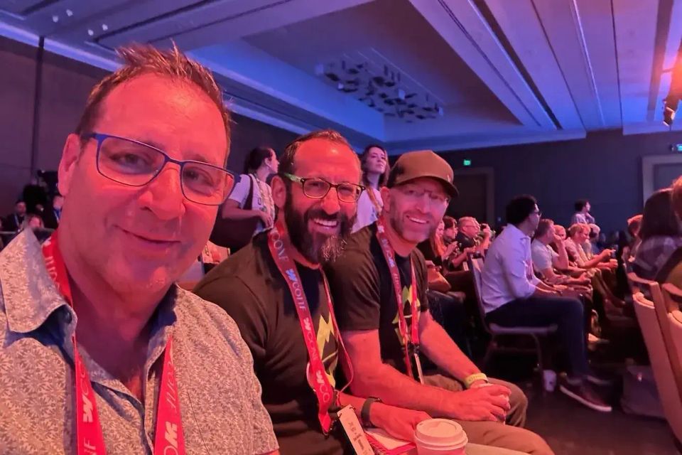 David, Jack and Jesse seated together at Webflow Conf.