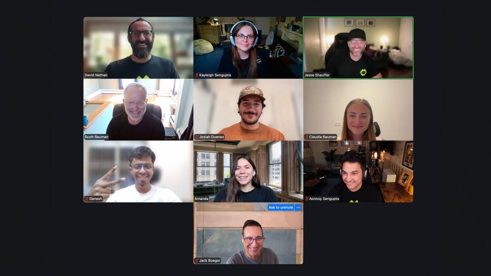 Ten Scaler team members on a video call, arranged in a gallery grid.