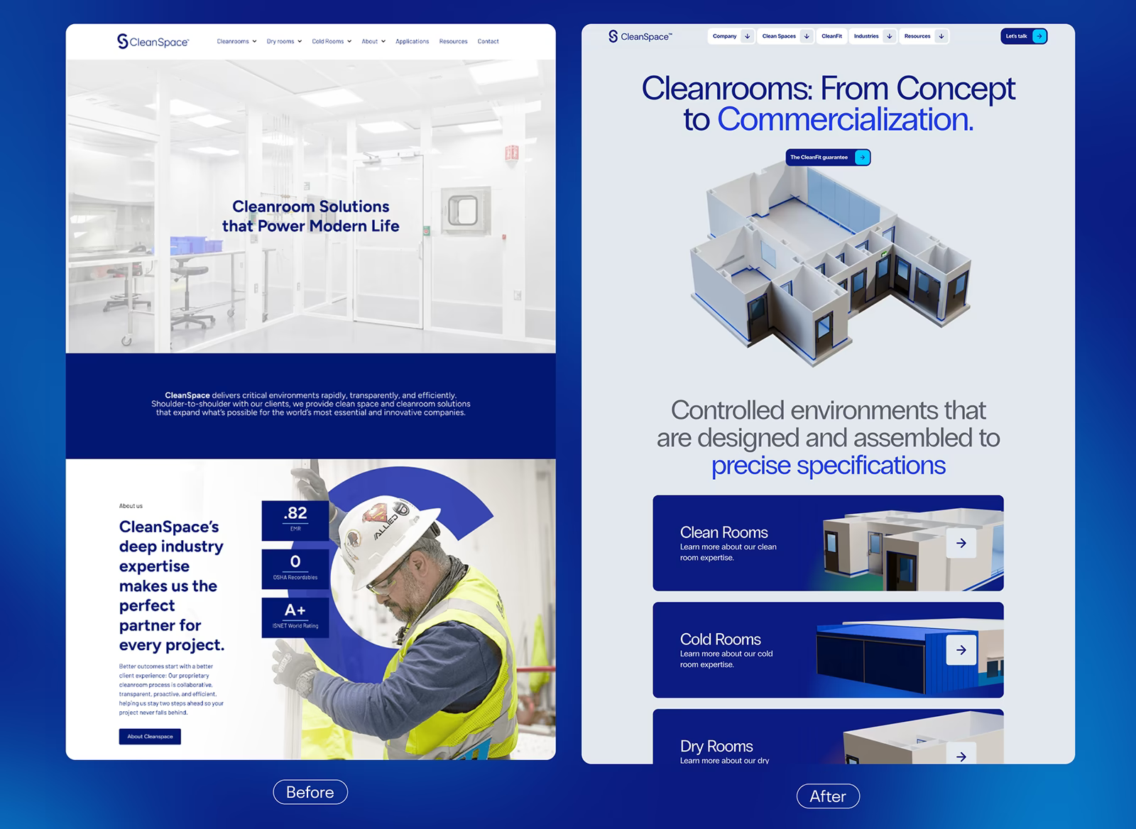 CleanSpace website before and after