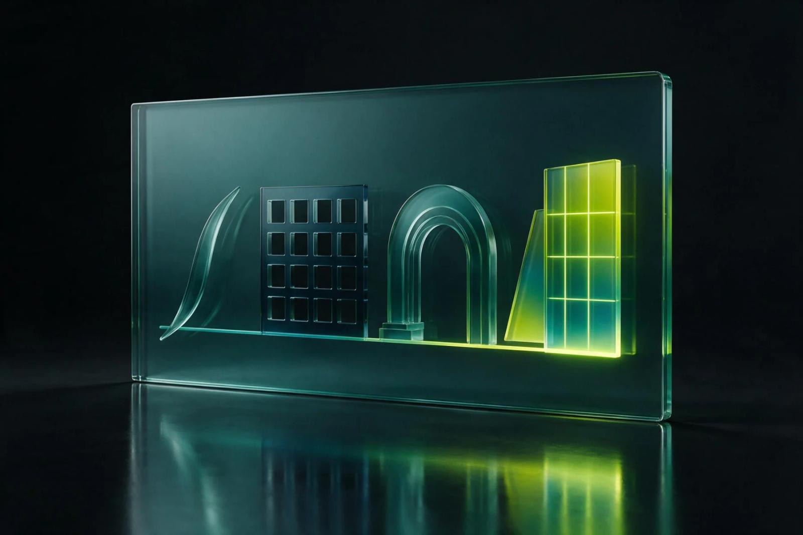 Glass visual system representing full-service web design from concept through launch