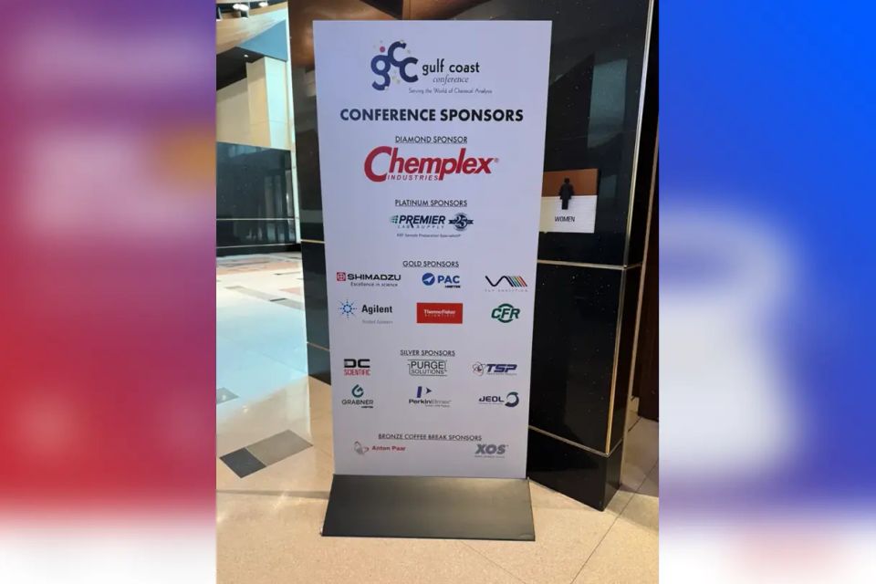 Gulf Coast Conference sponsor board listing Chemplex as Diamond Sponsor.