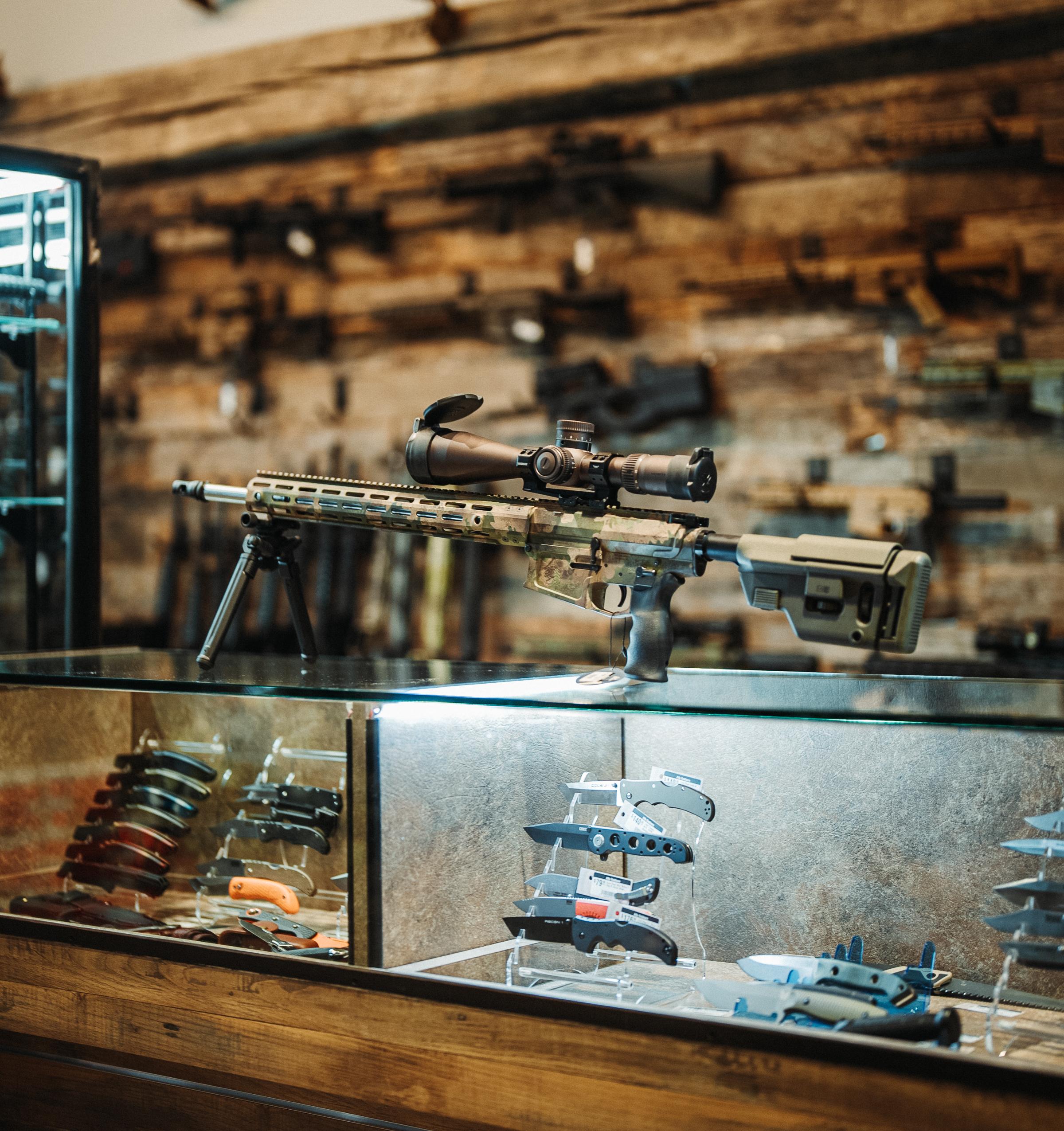 rifle on countertop